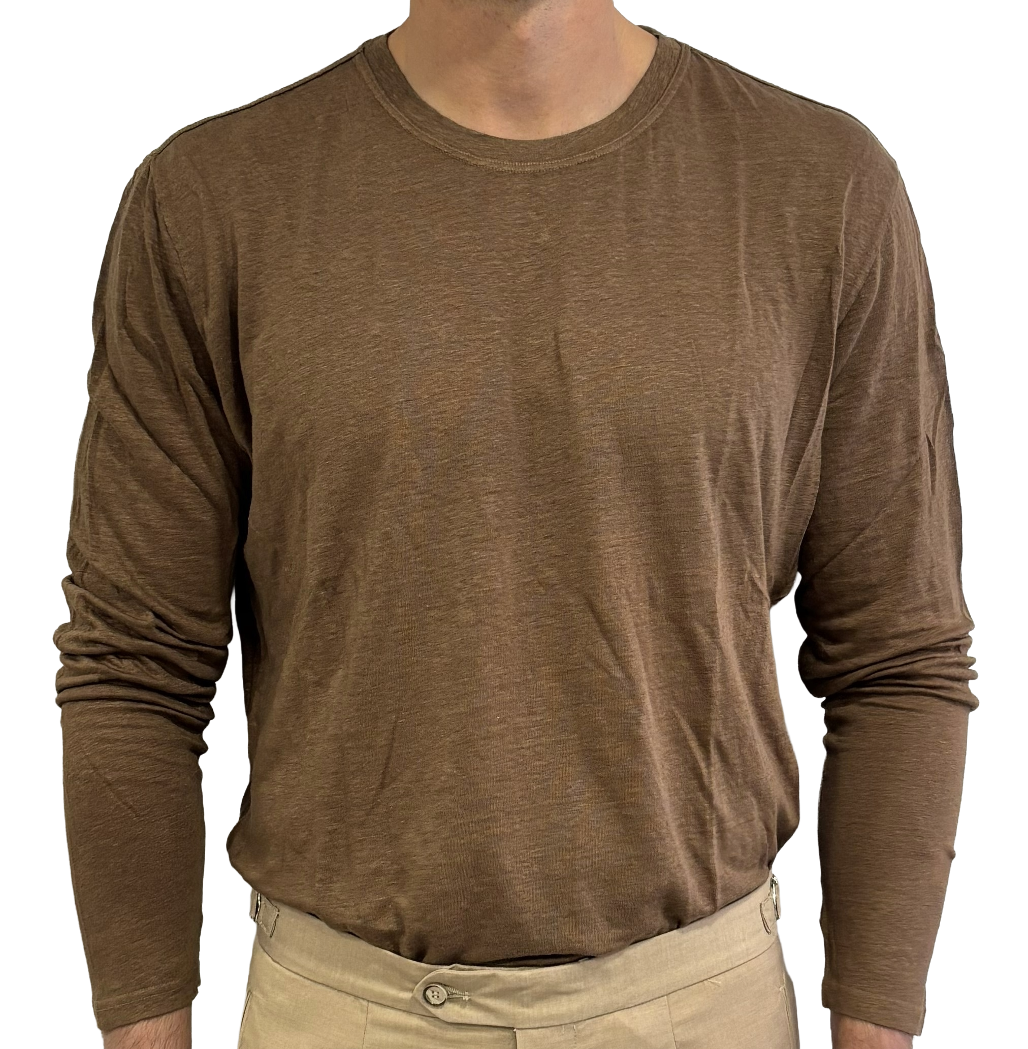 Pure linen long-sleeved T-shirt