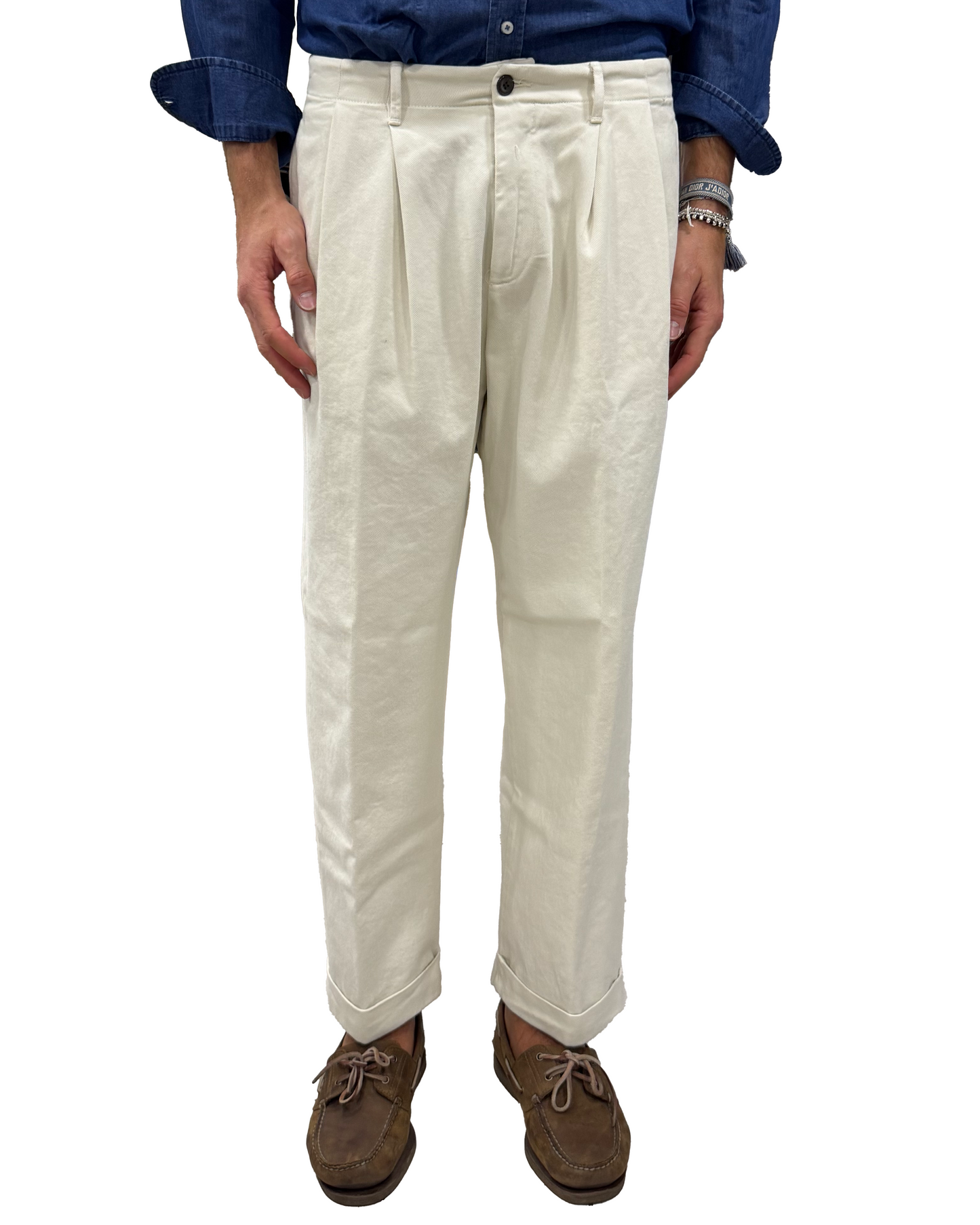 Pantalone in cotone outfit doppia pence