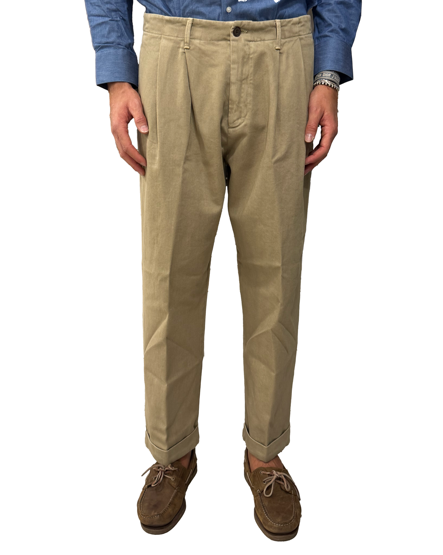 Pantalone in cotone outfit doppia pence