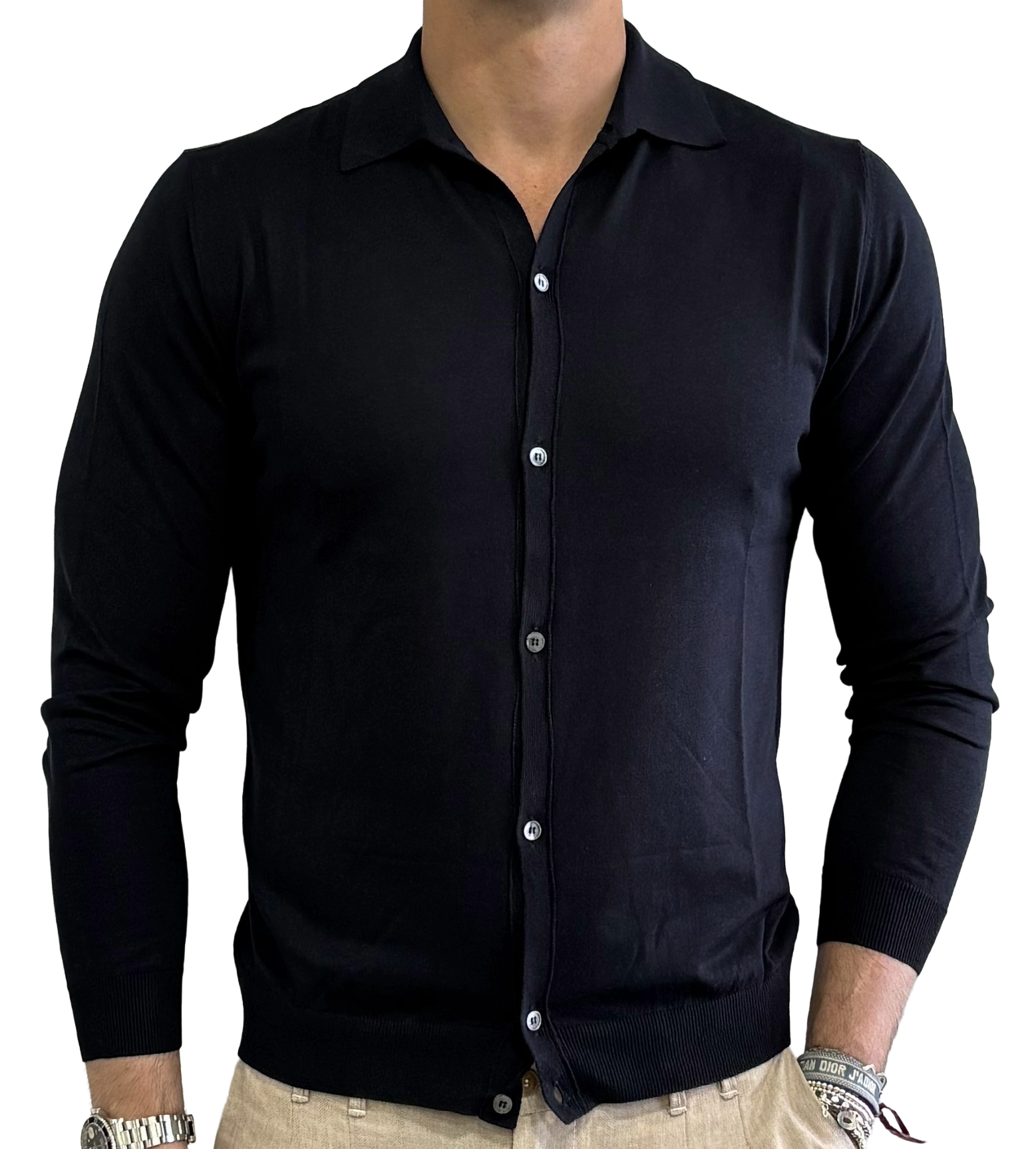 Silk and cotton polo shirt