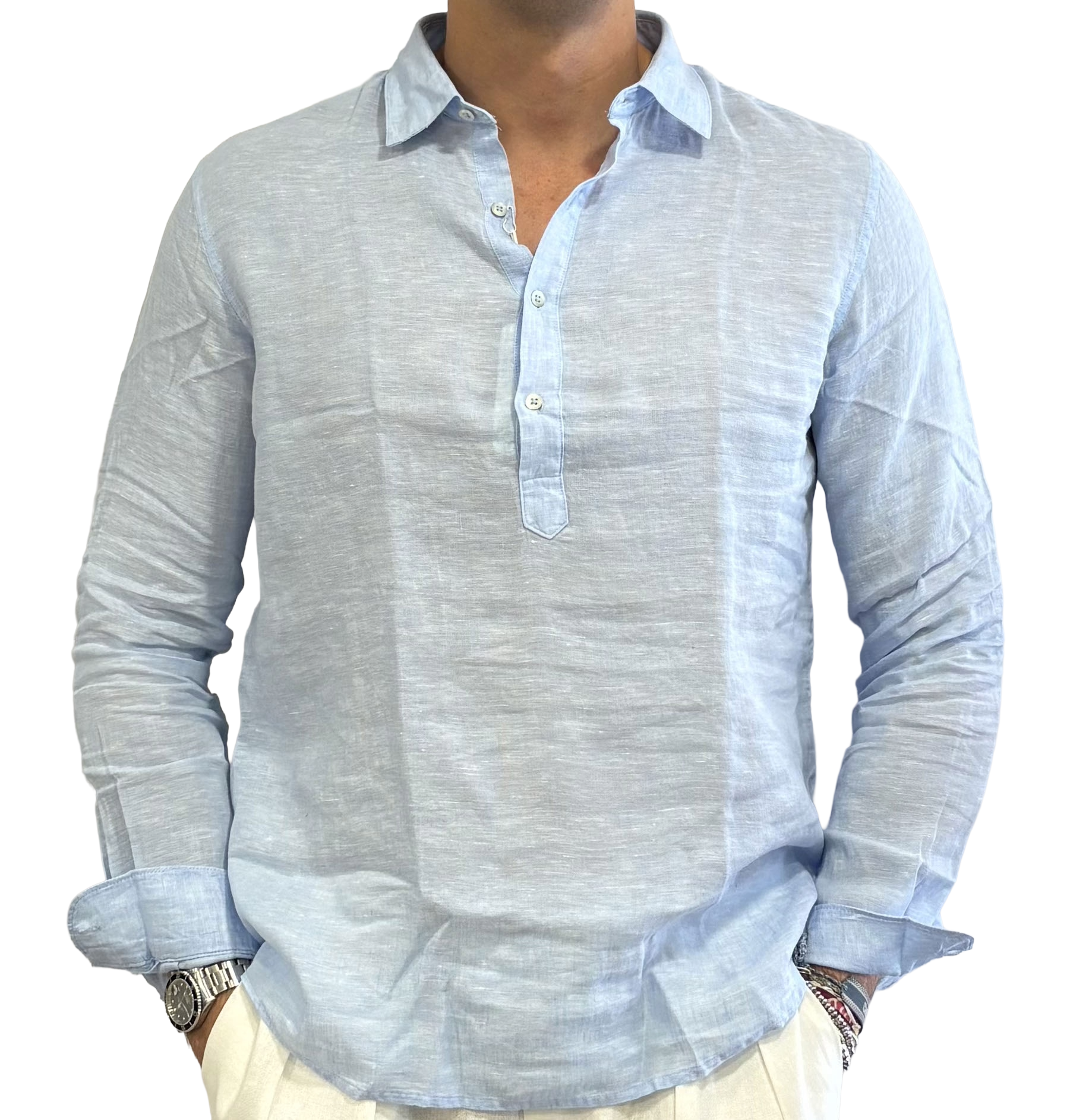 Pure linen polo shirt