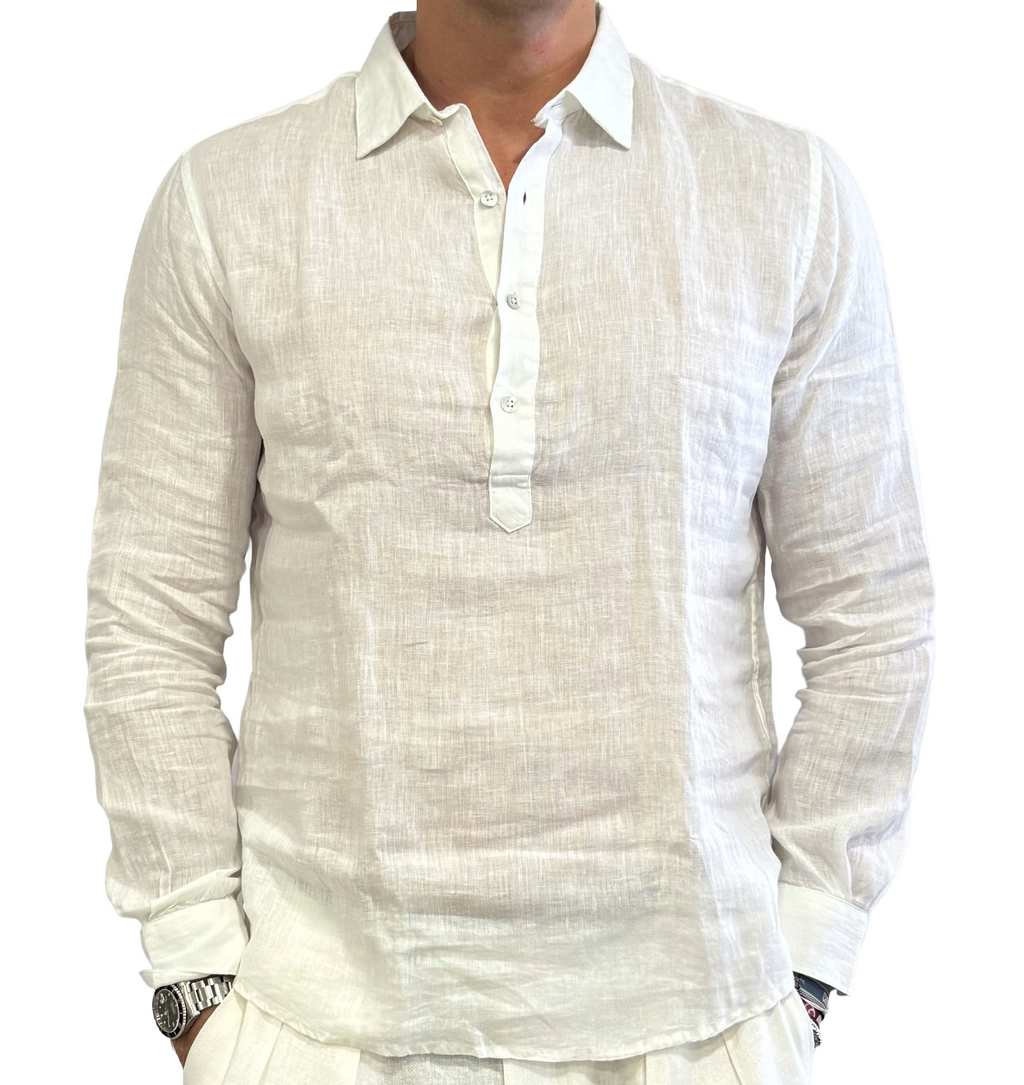 Polo camicia puro lino