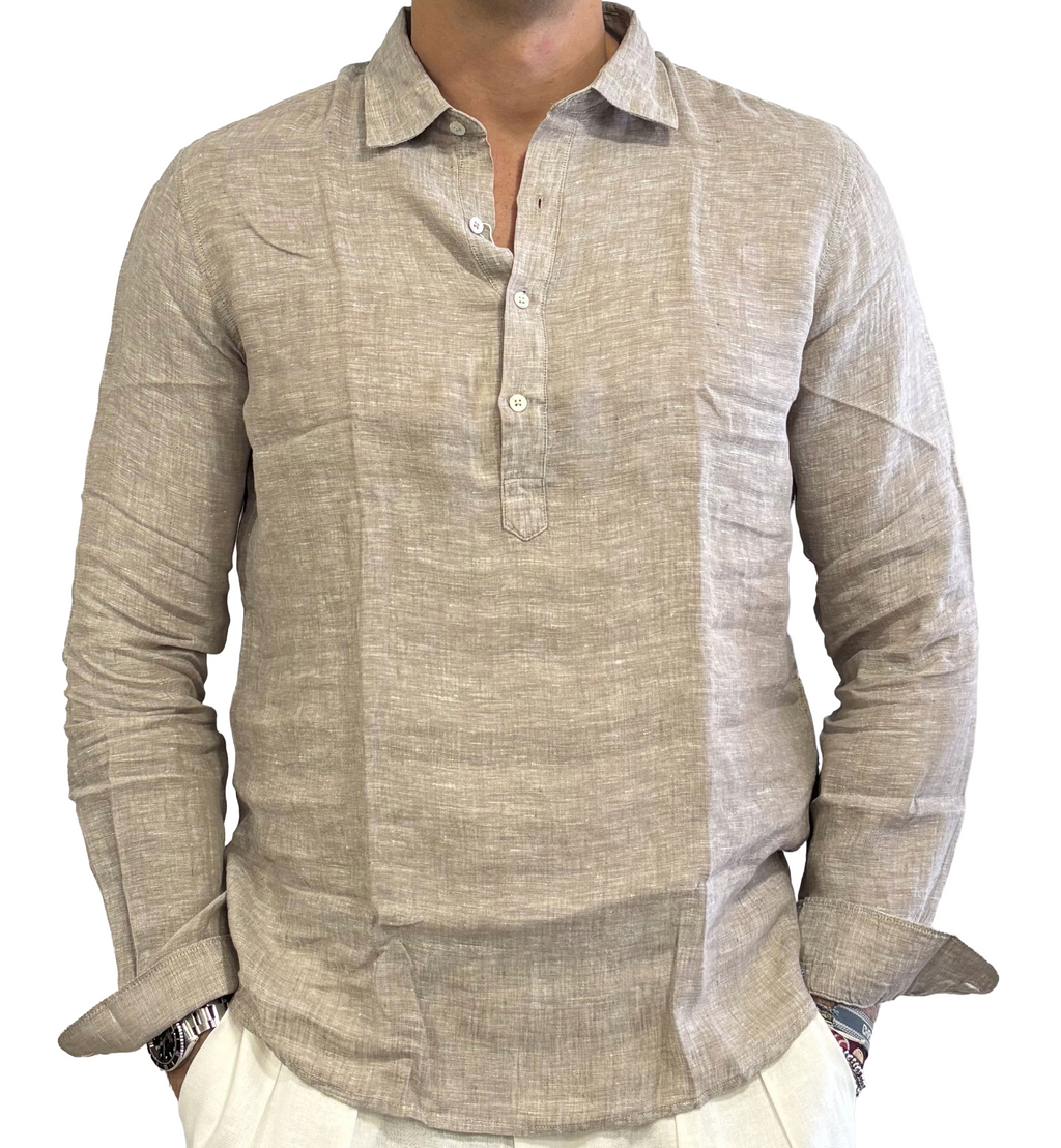Polo camicia puro lino