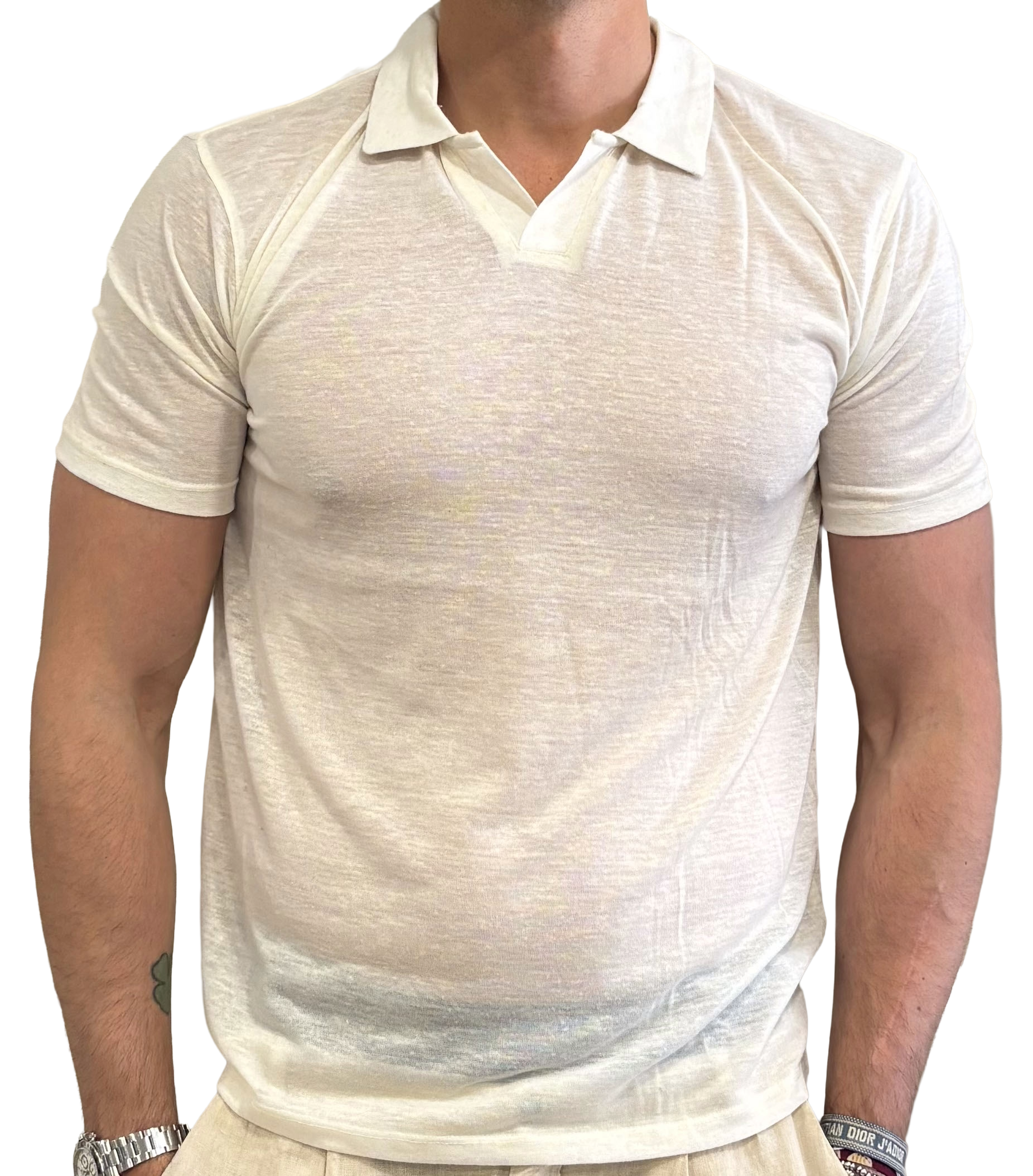 Linen blend polo shirt