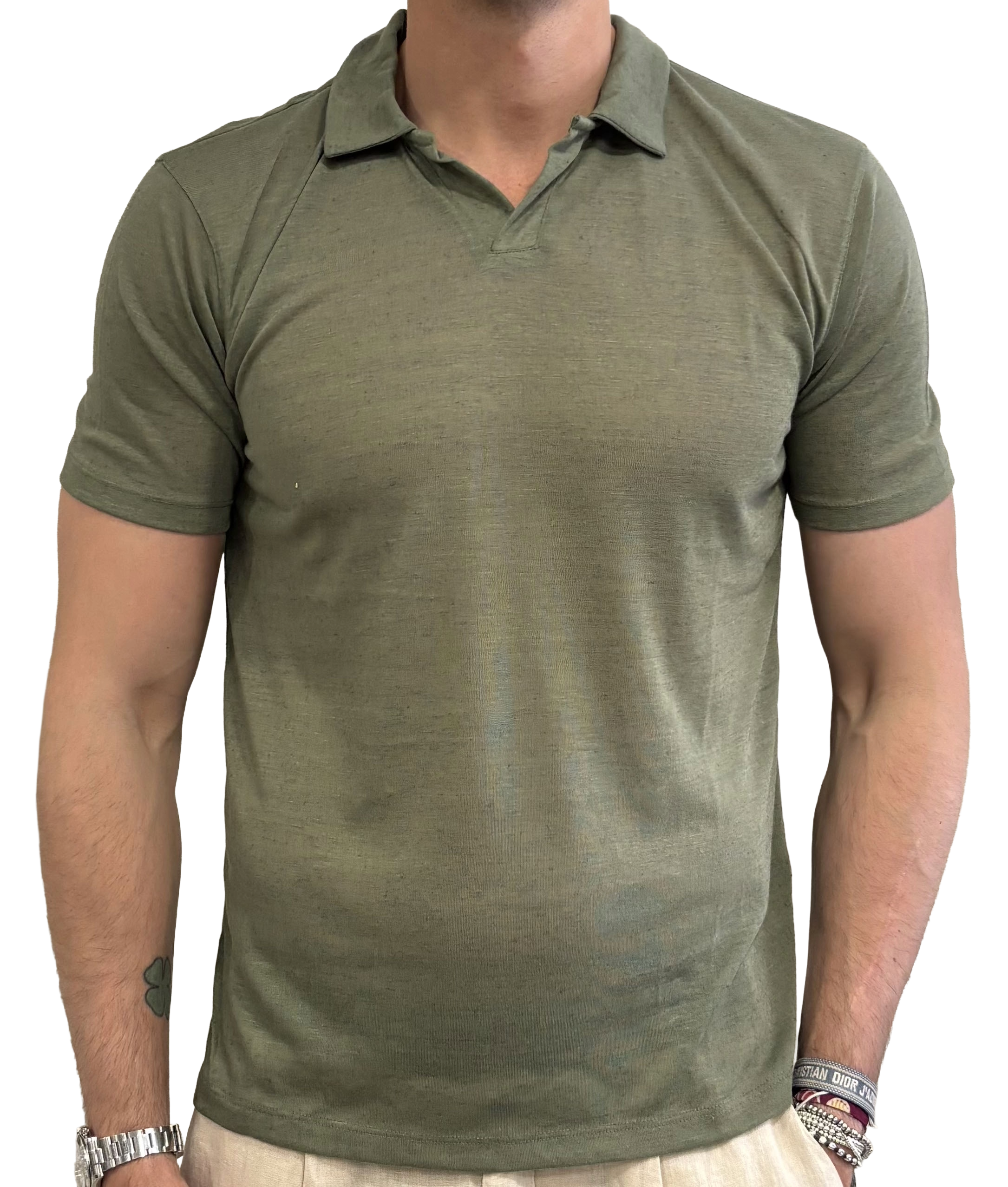 Linen blend polo shirt