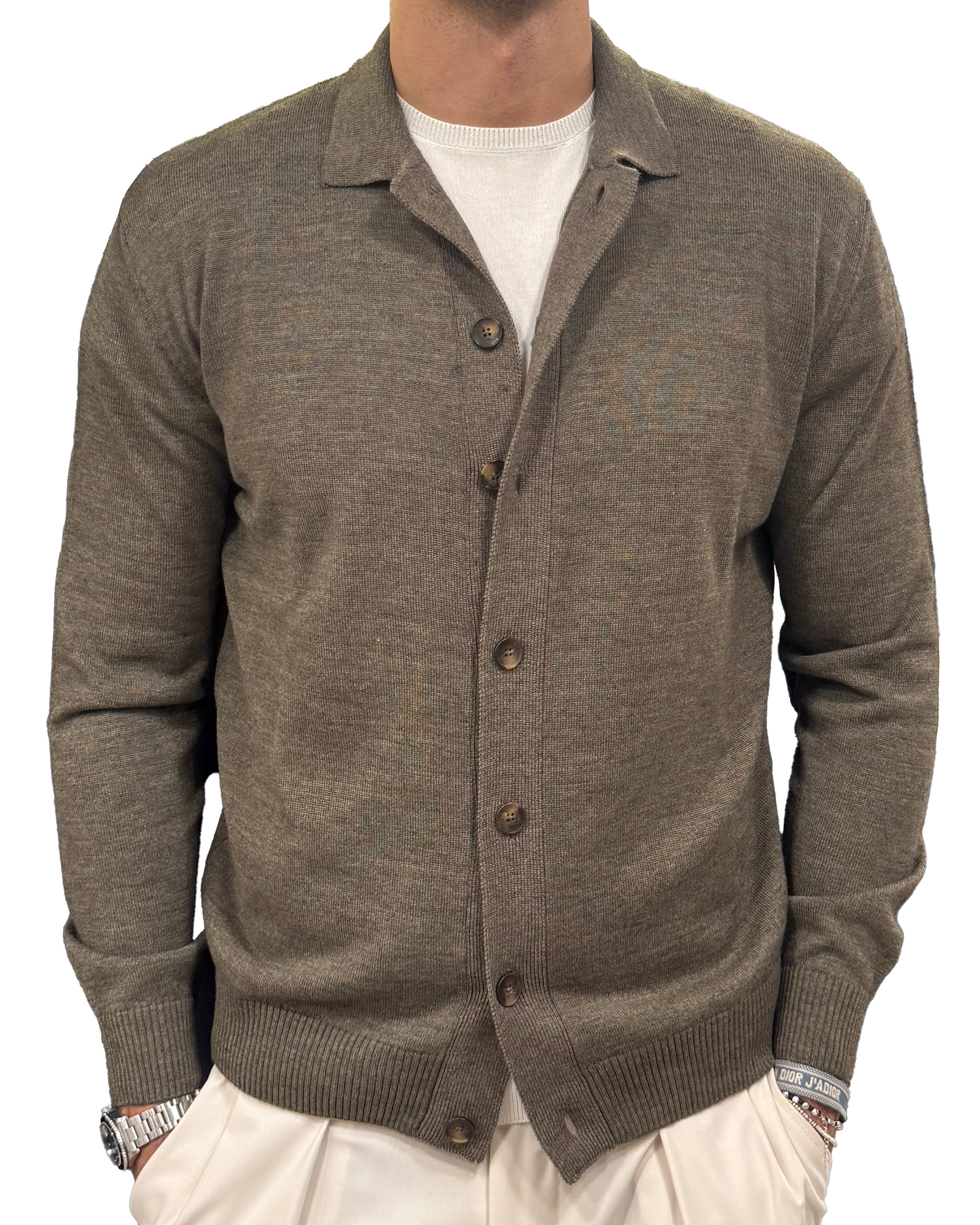 Giacca camicia in maglia di lana