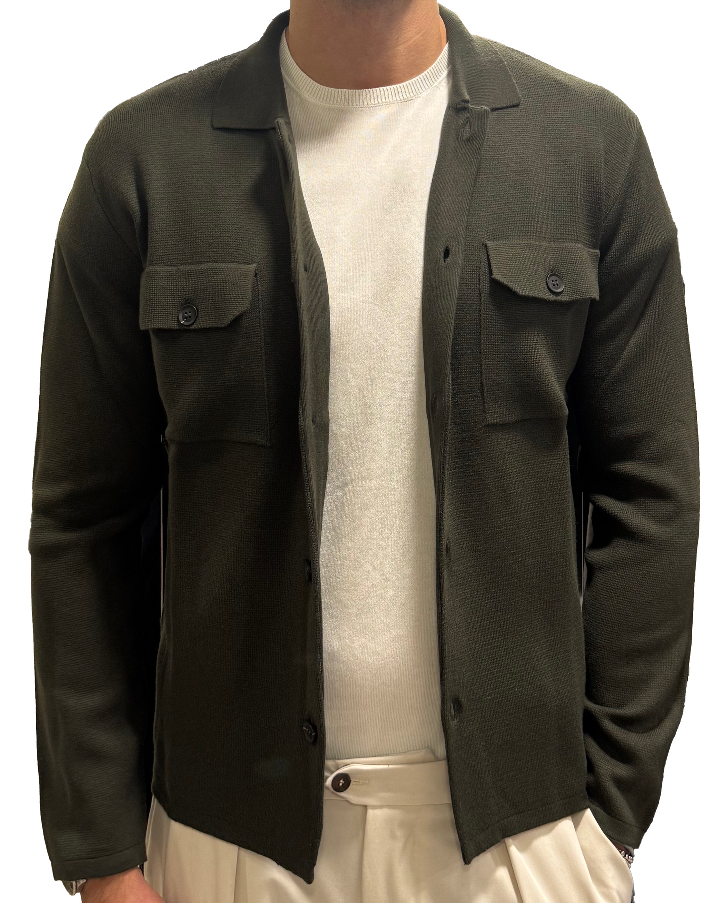 Giacca camicia in maglia misto lana