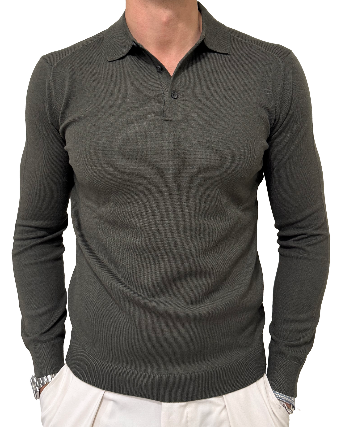 Polo tre bottoni misto lana