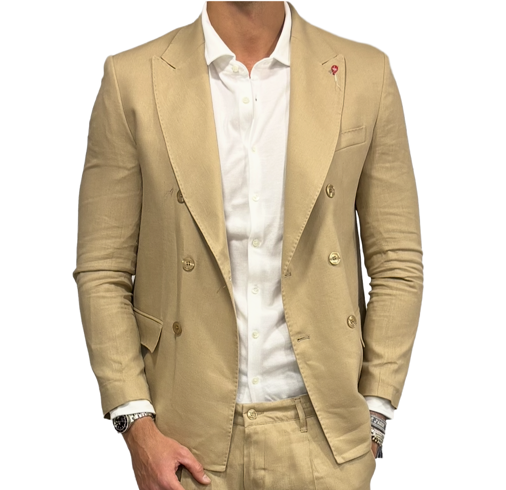 Bernese double-breasted pure linen jacket
