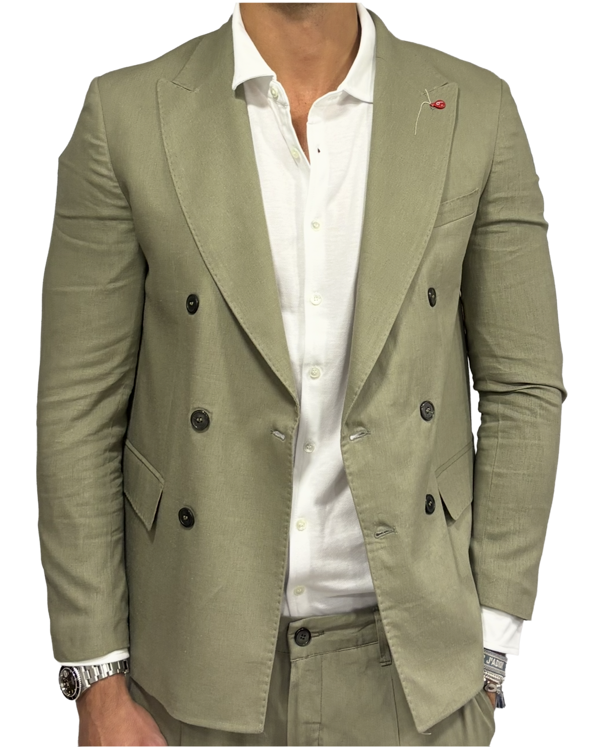 Bernese double-breasted pure linen jacket