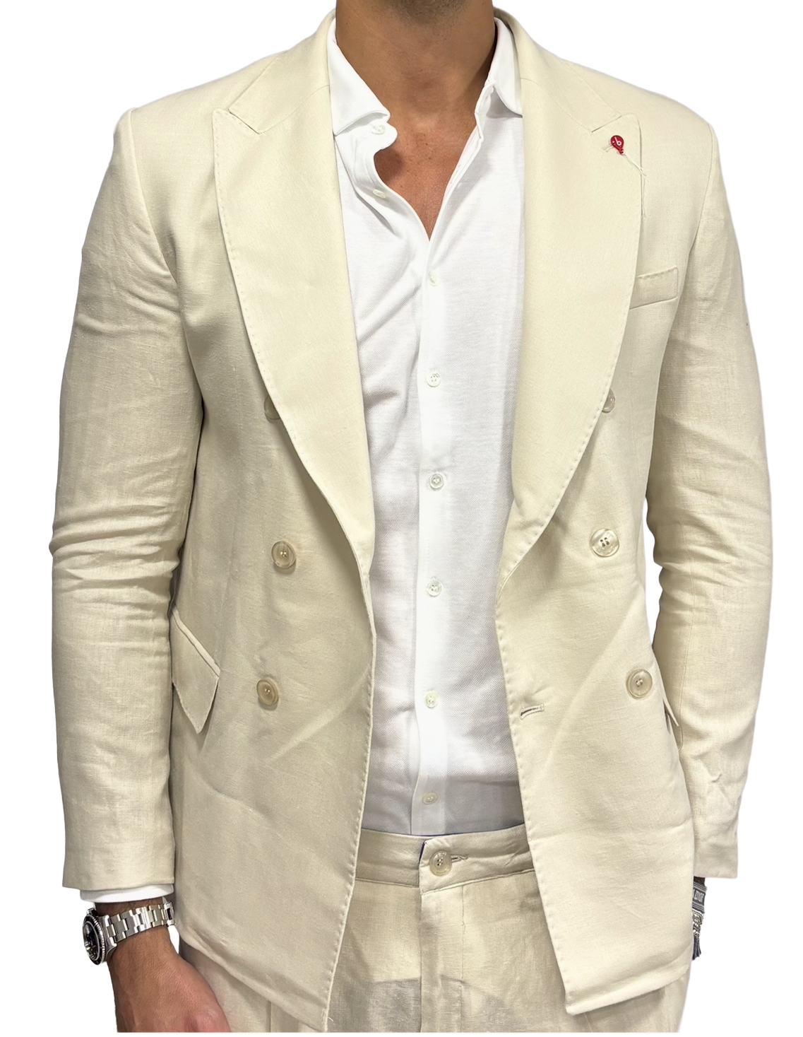Bernese double-breasted pure linen jacket