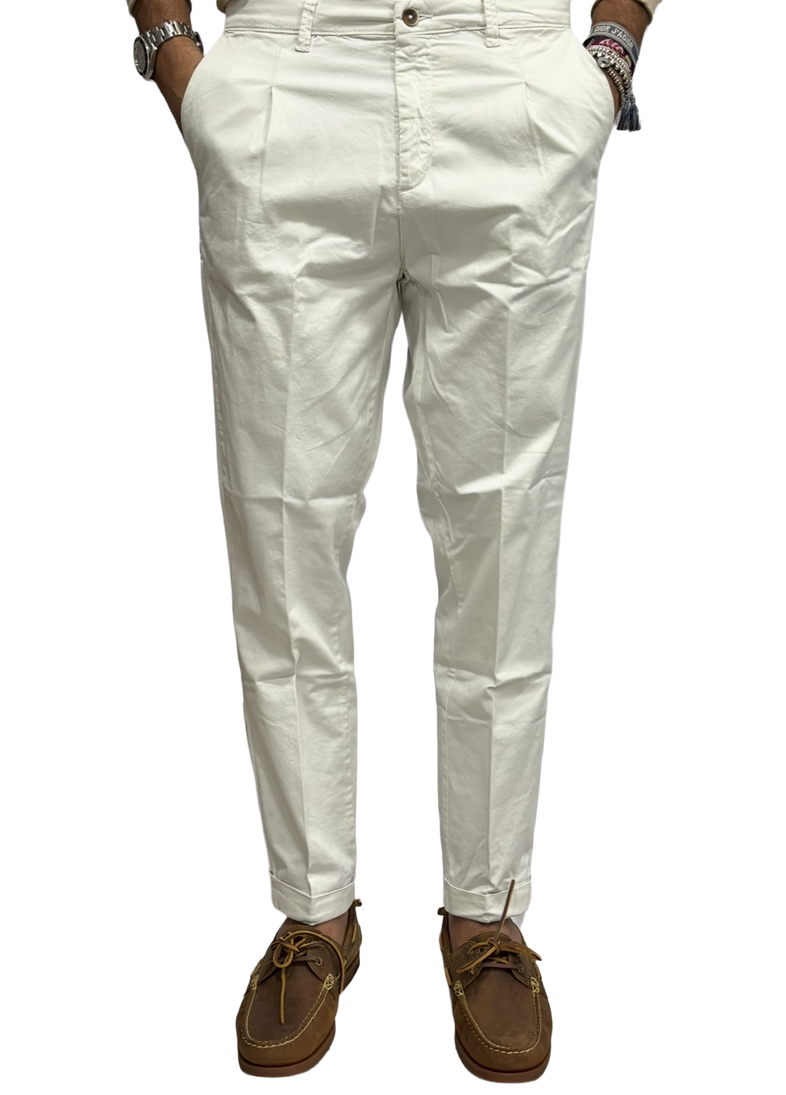 Pure cotton slim trousers