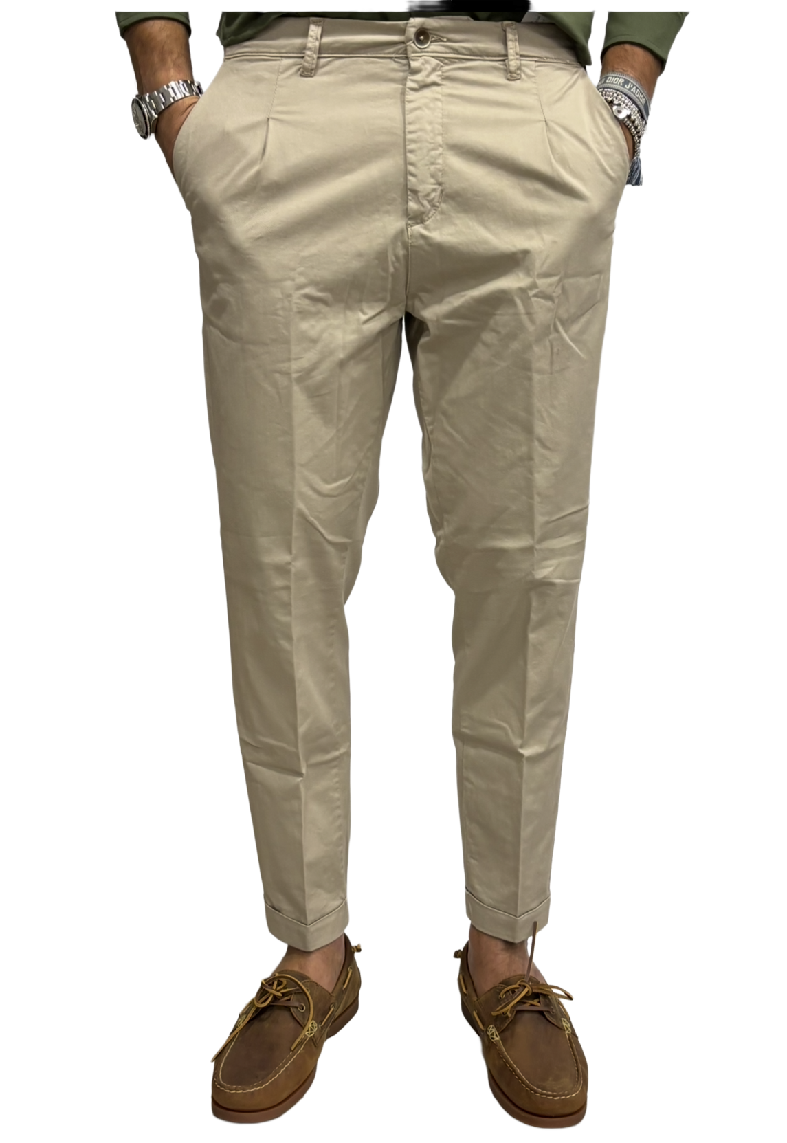 Pure cotton slim trousers