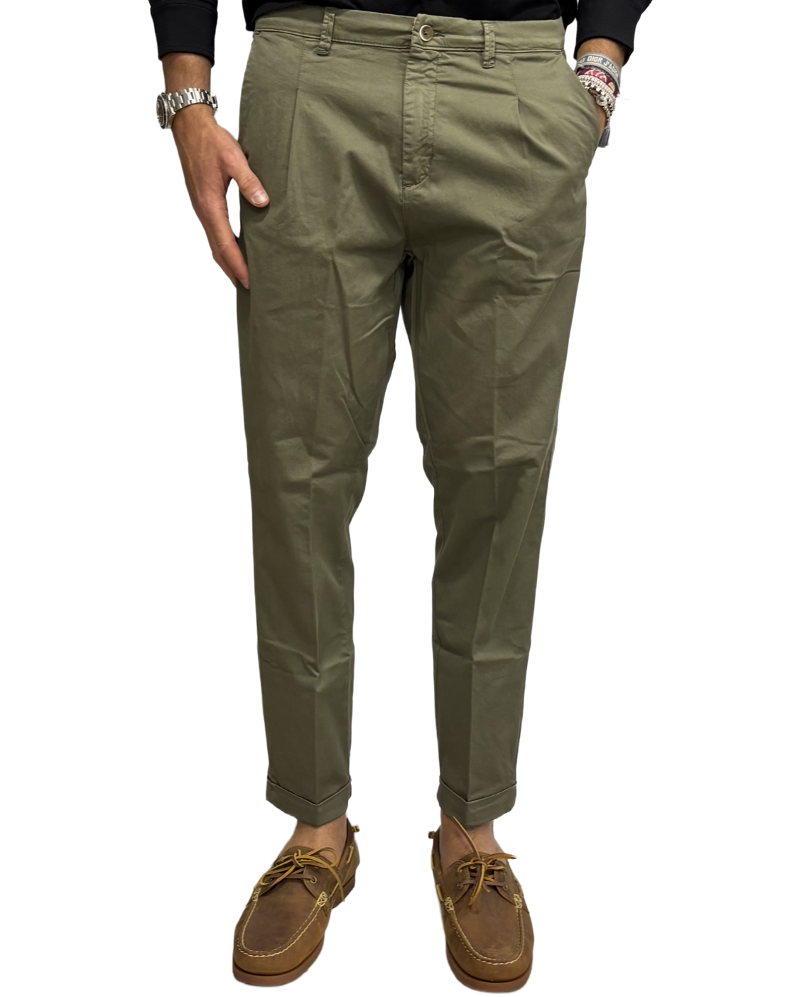 Pure cotton slim trousers