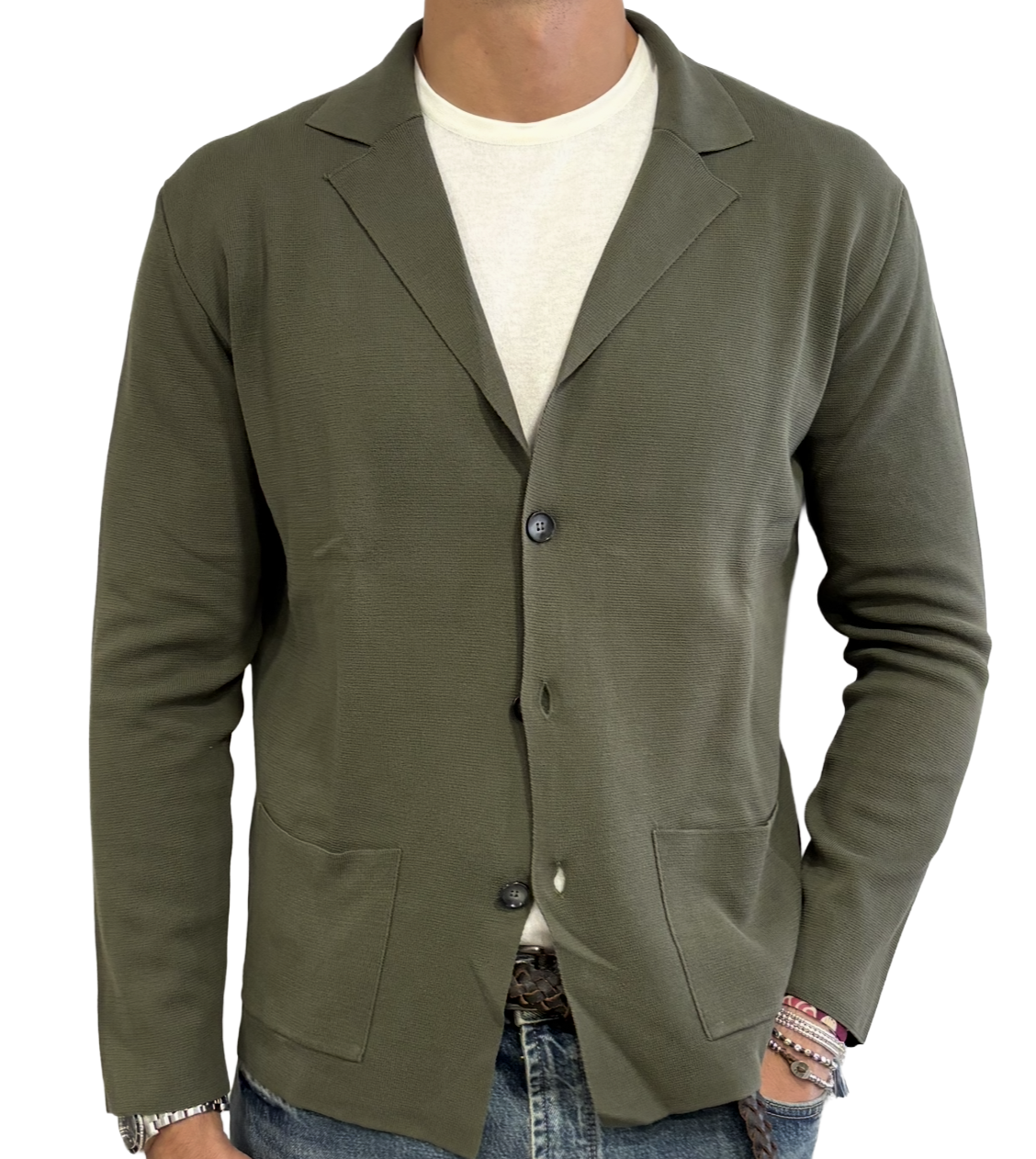 Crepe cotton knit jacket
