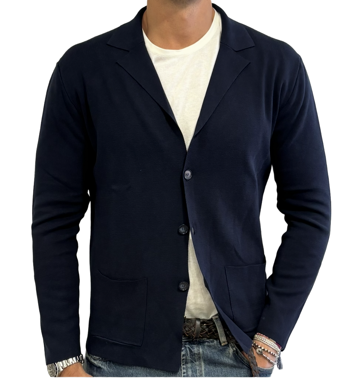 Crepe cotton knit jacket