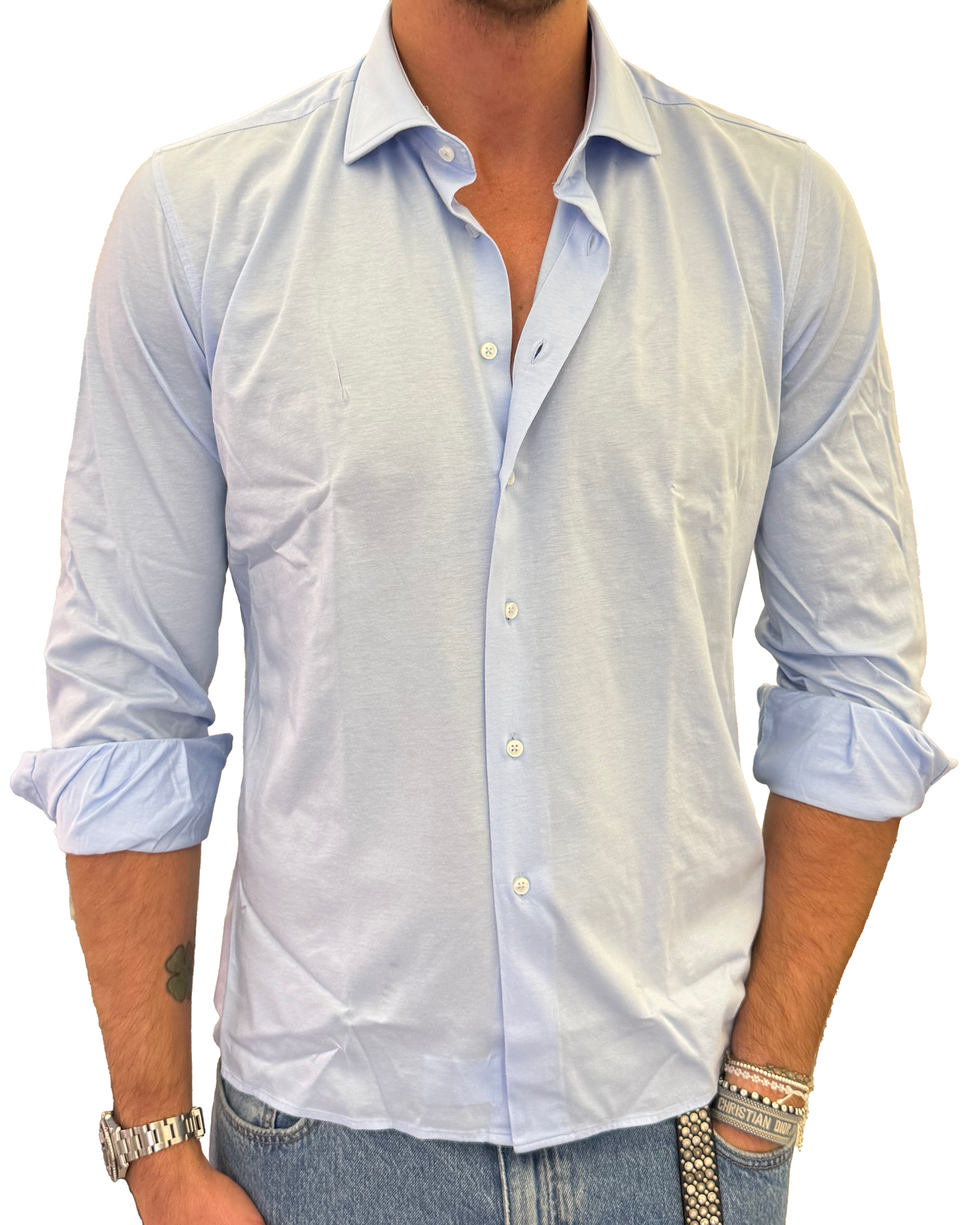 Polo camicia in jersey extra fine
