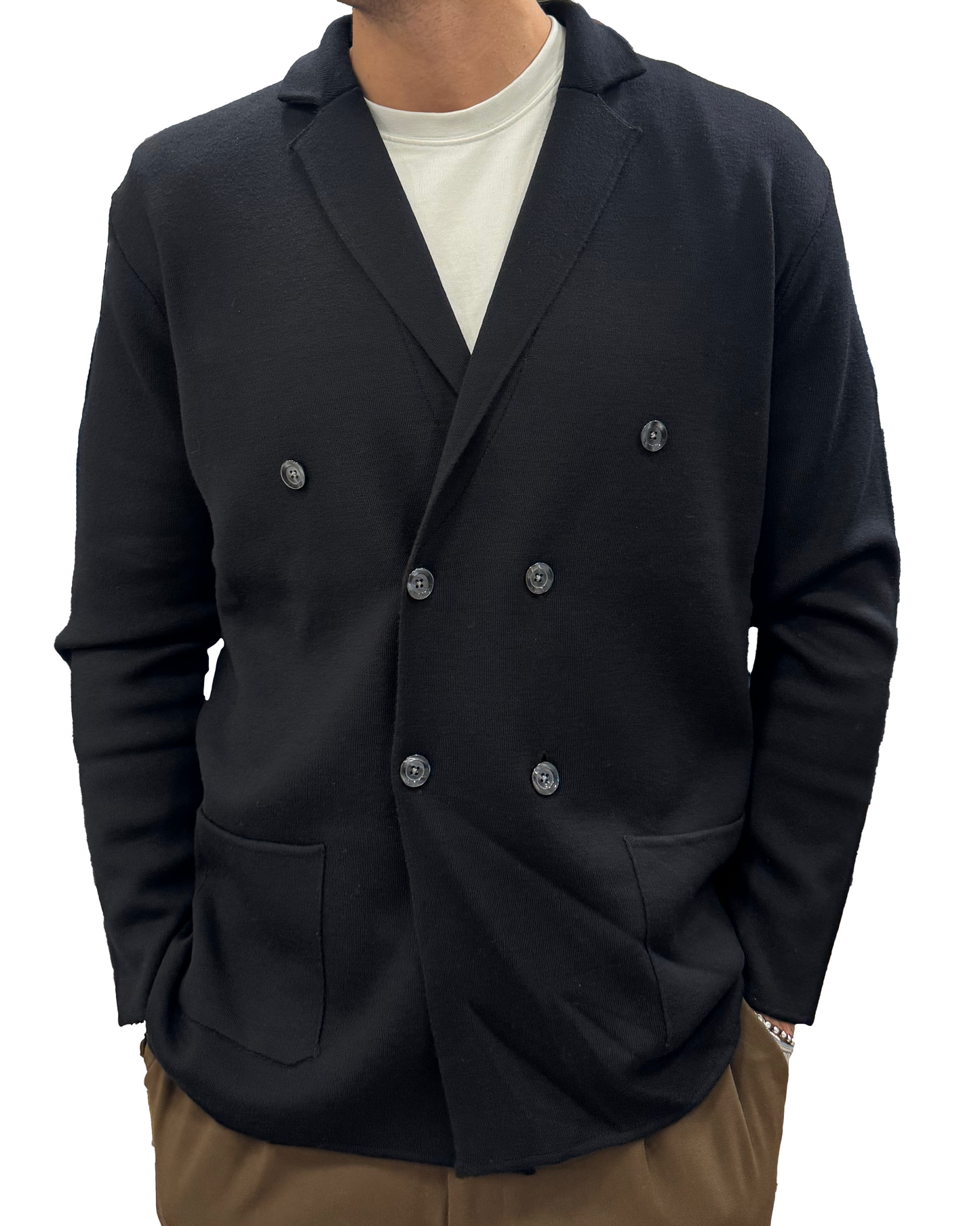 Blazer in maglia lana merinos extra fine