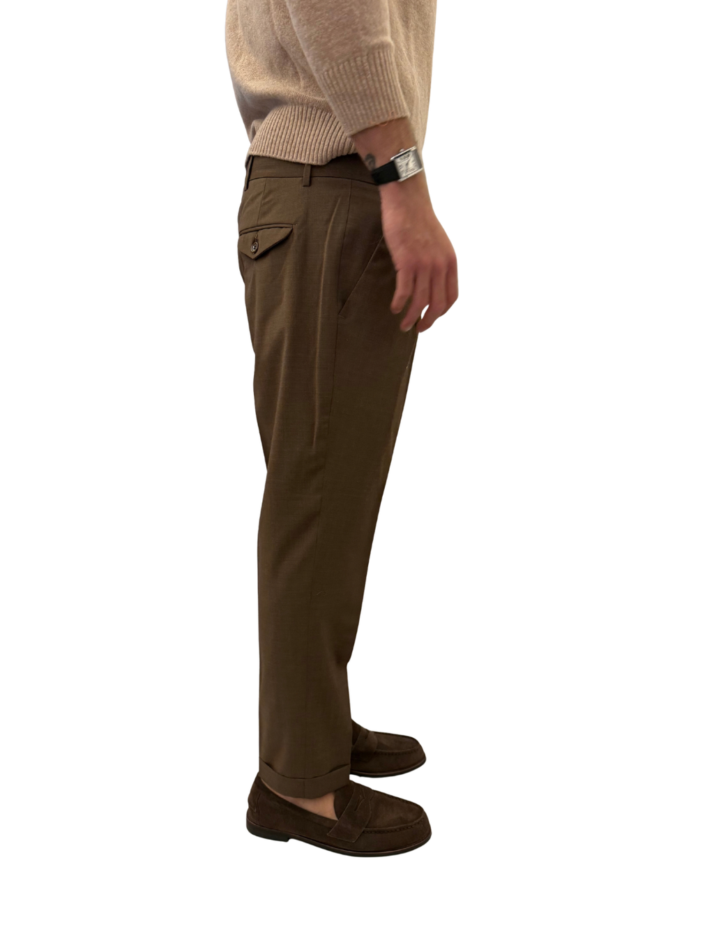 Pantalone sartoriale doppia pence misto lana PM