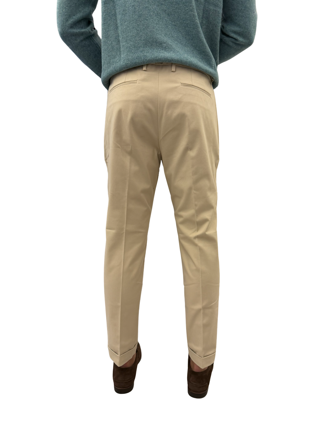 Pantalone doppia pence in cotone fibbie laterali PM