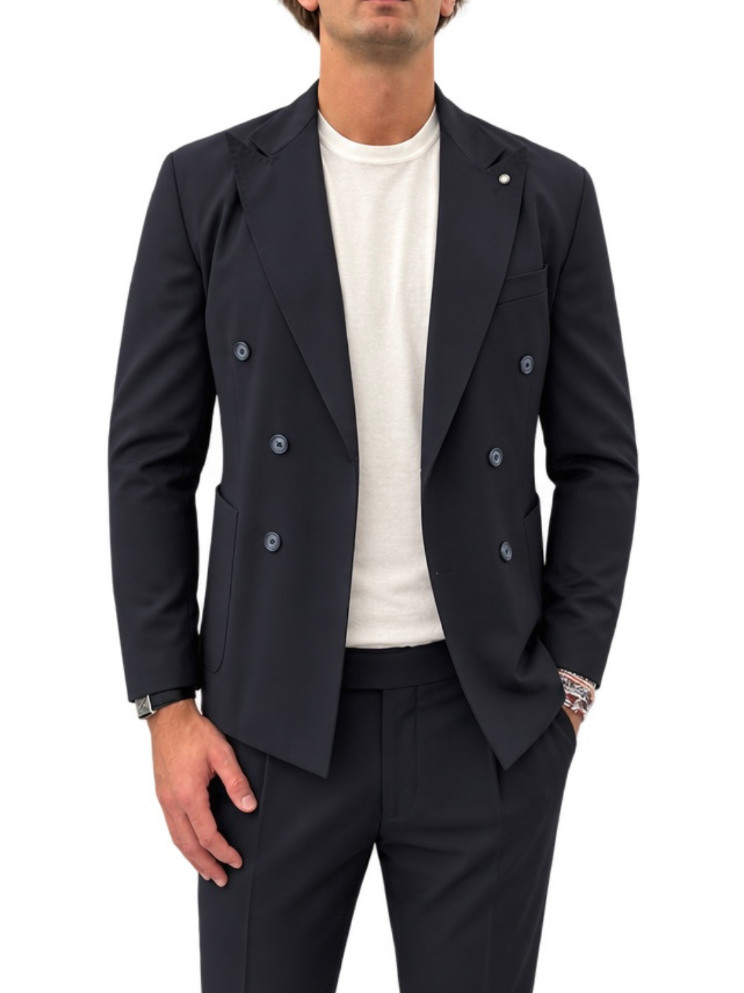 Giacca sartoriale doppiopetto misto lana PM