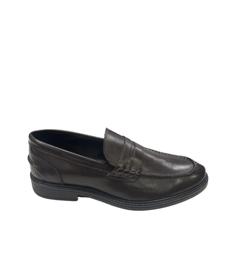 Brown leather loafer