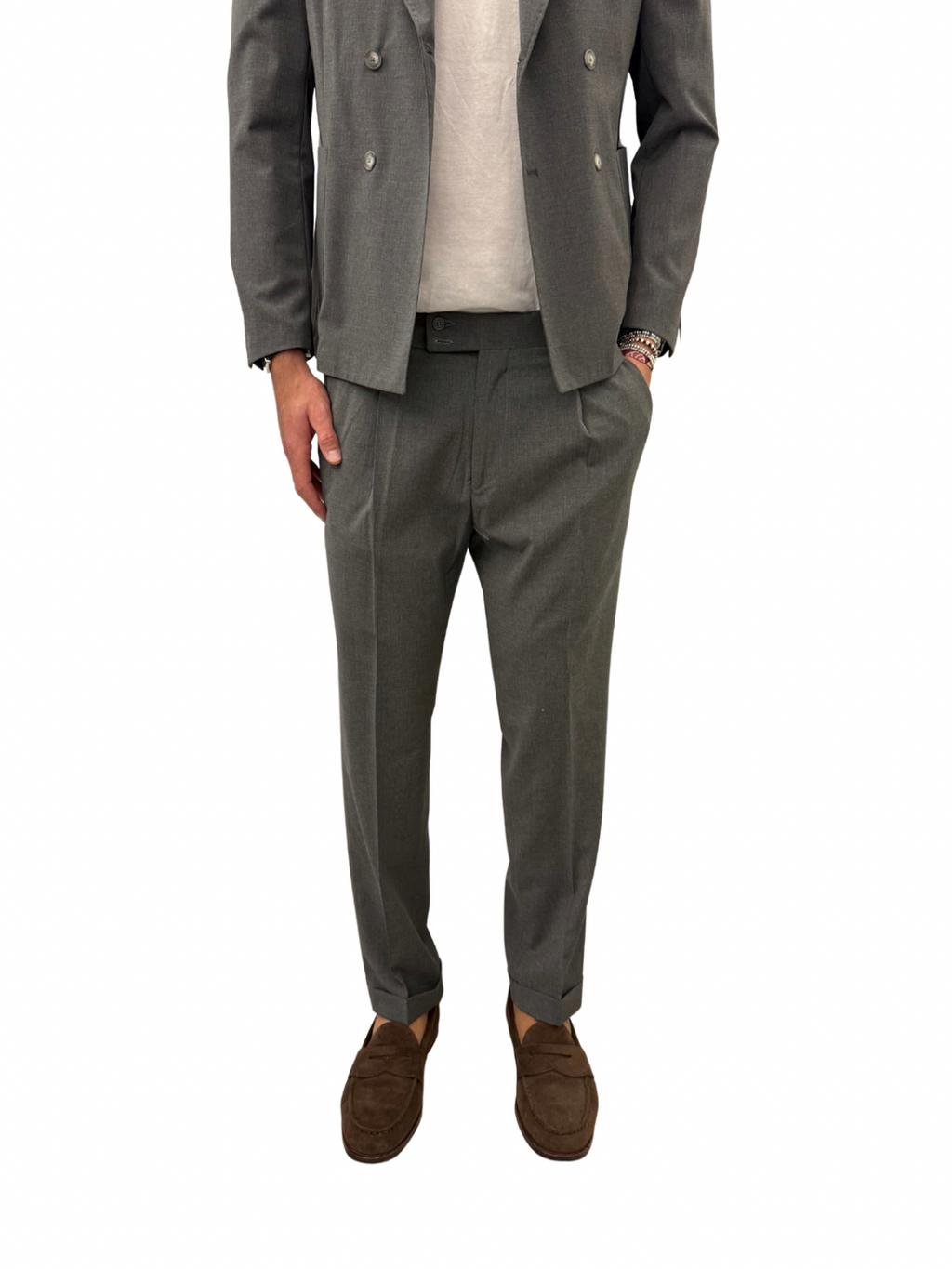 Pantalone sartoriale doppia pence misto lana PM