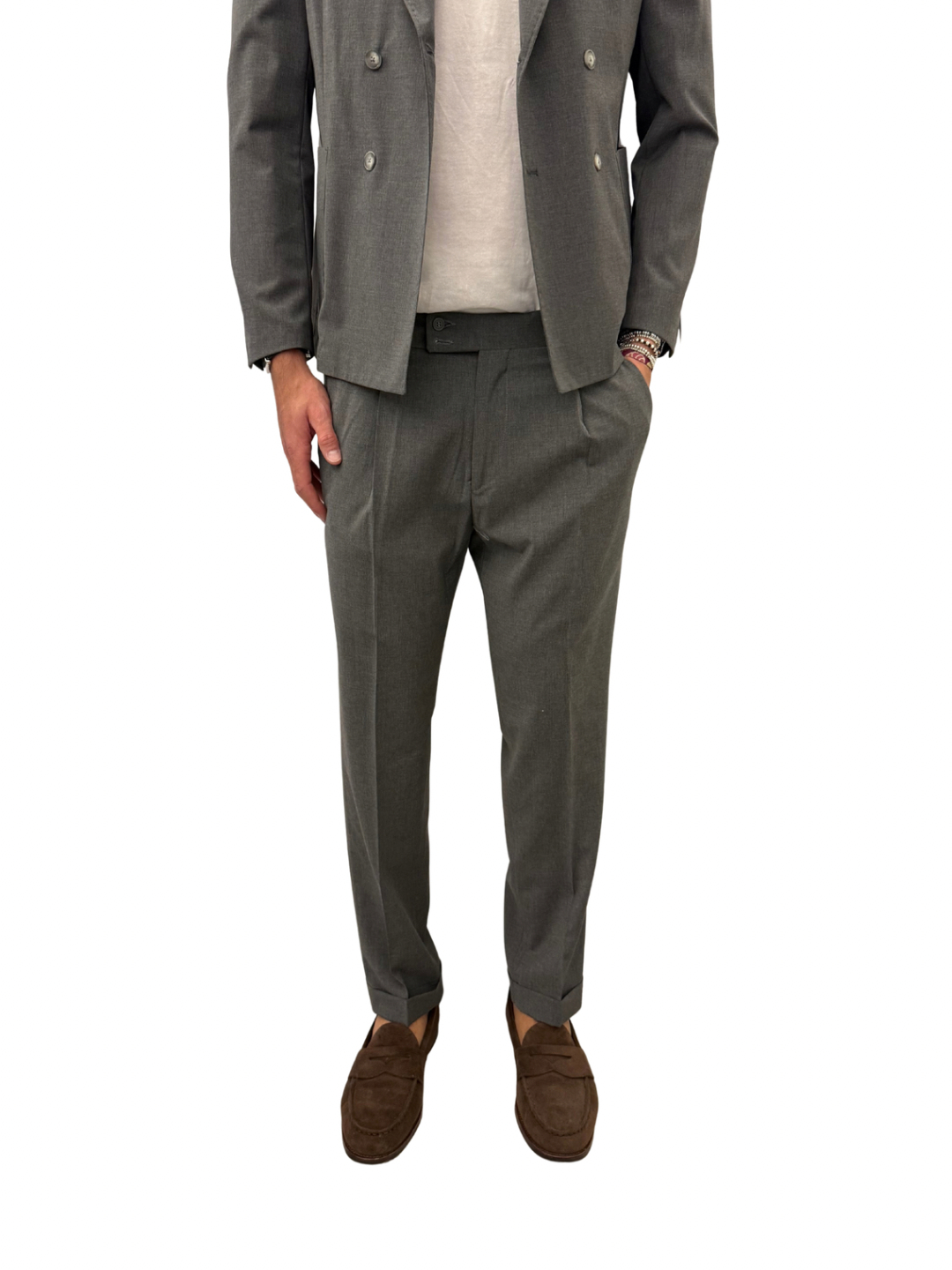 Pantalone sartoriale doppia pence misto lana PM