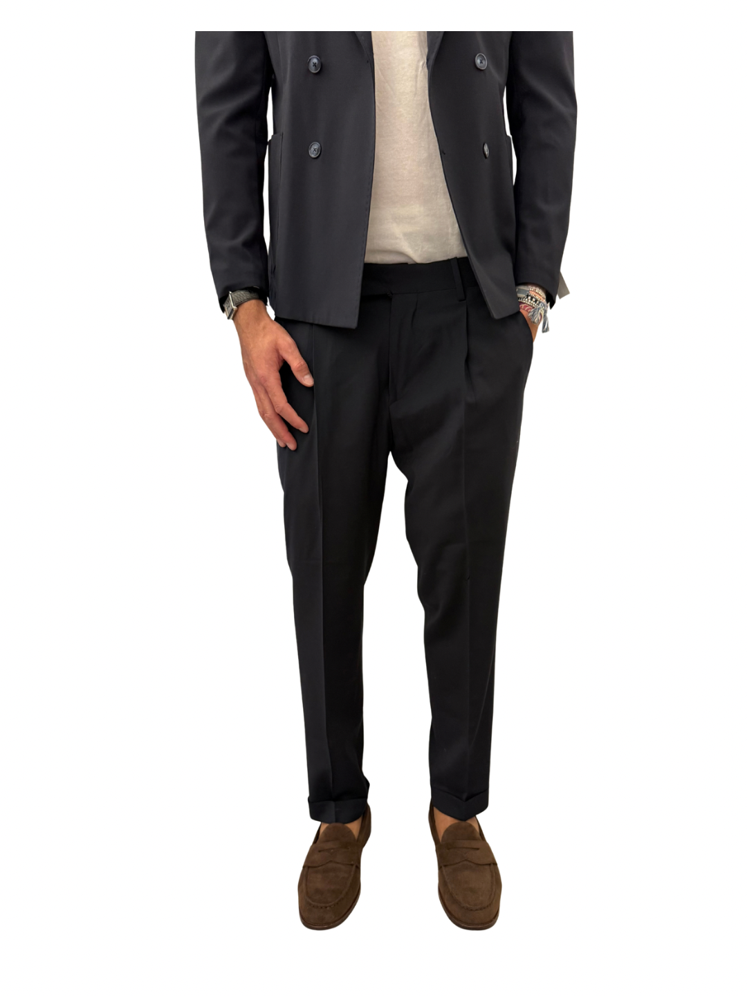Pantalone sartoriale doppia pence misto lana PM