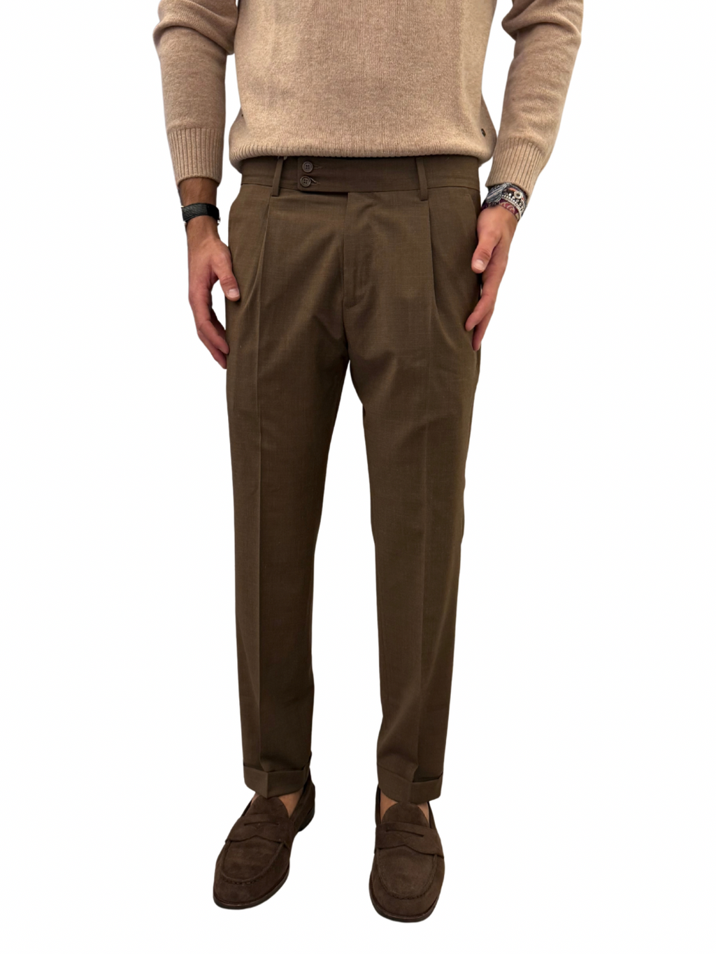 Pantalone sartoriale doppia pence misto lana PM