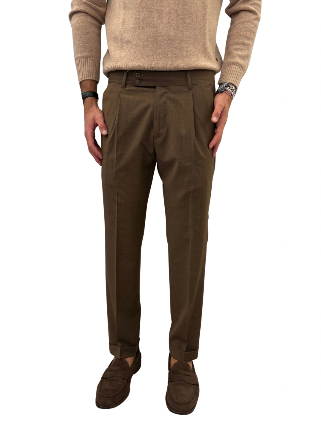 Pantalone sartoriale doppia pence misto lana PM