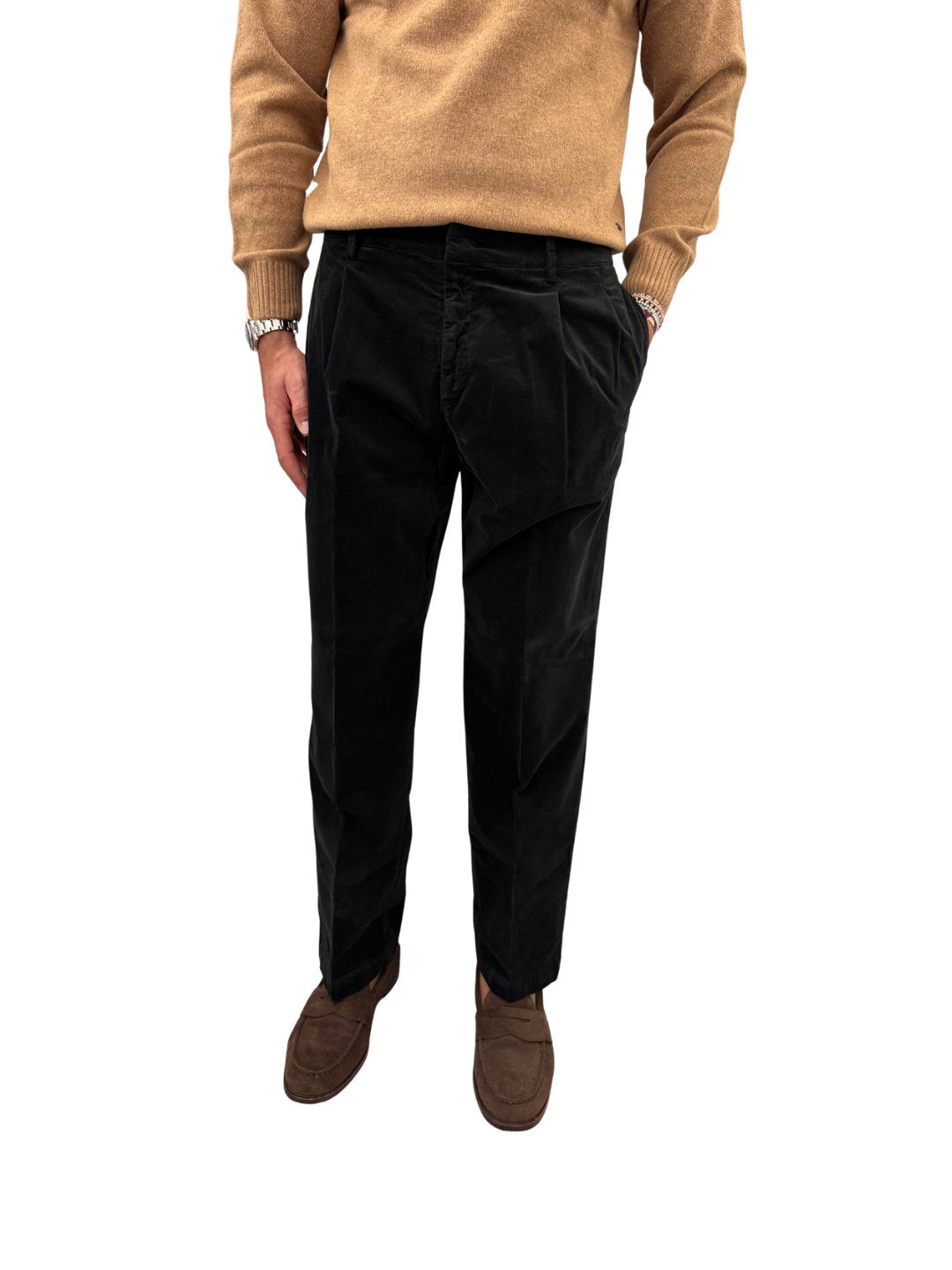 pantalone sartoriale in velluto con pence PM