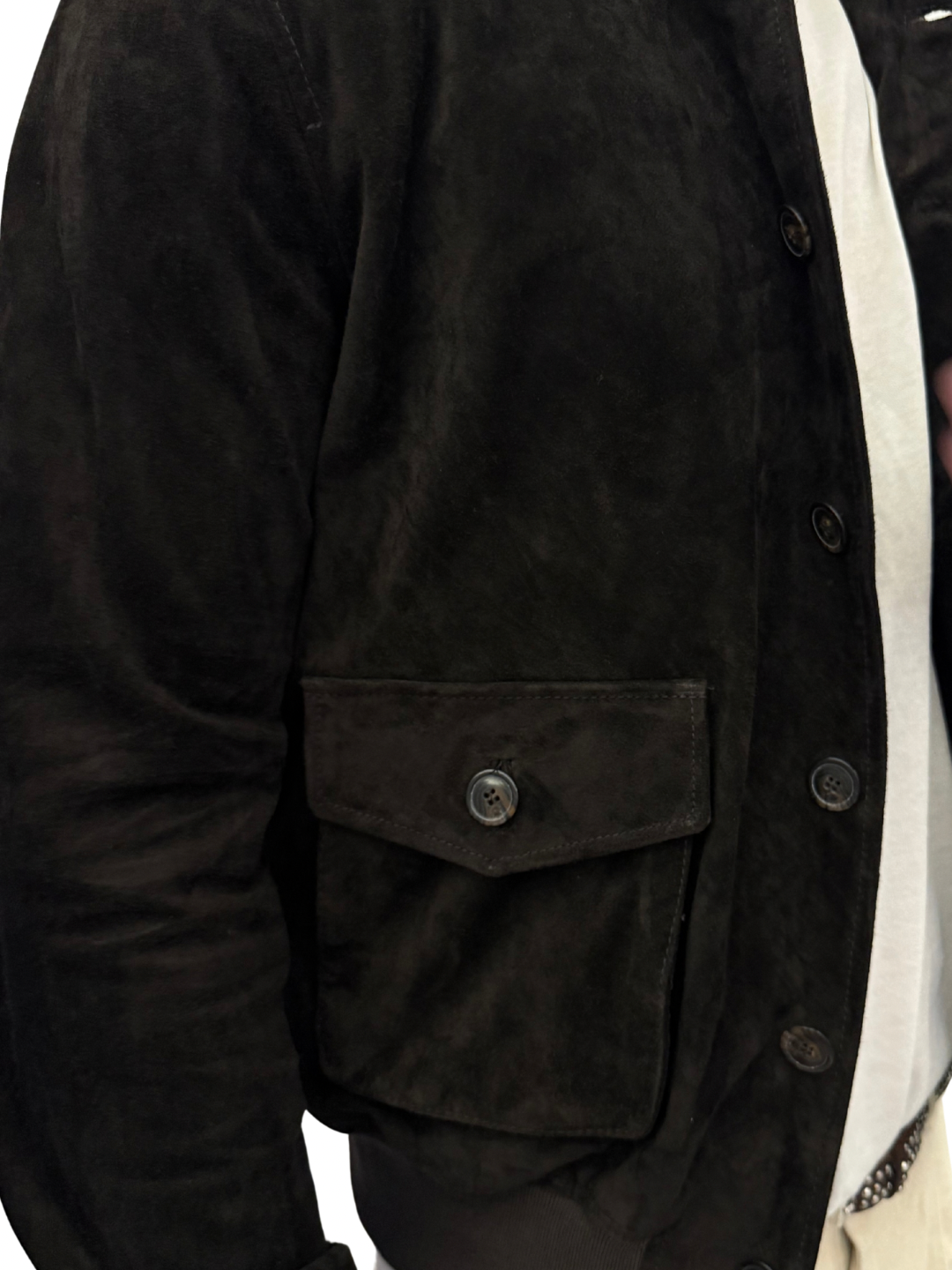 Giubbotto bomber in pelle scamosciata blusotto