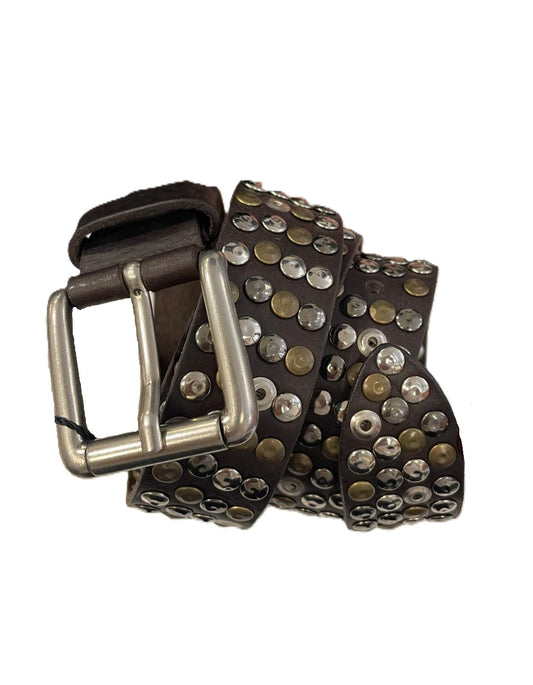 Cintura con borchie marrone