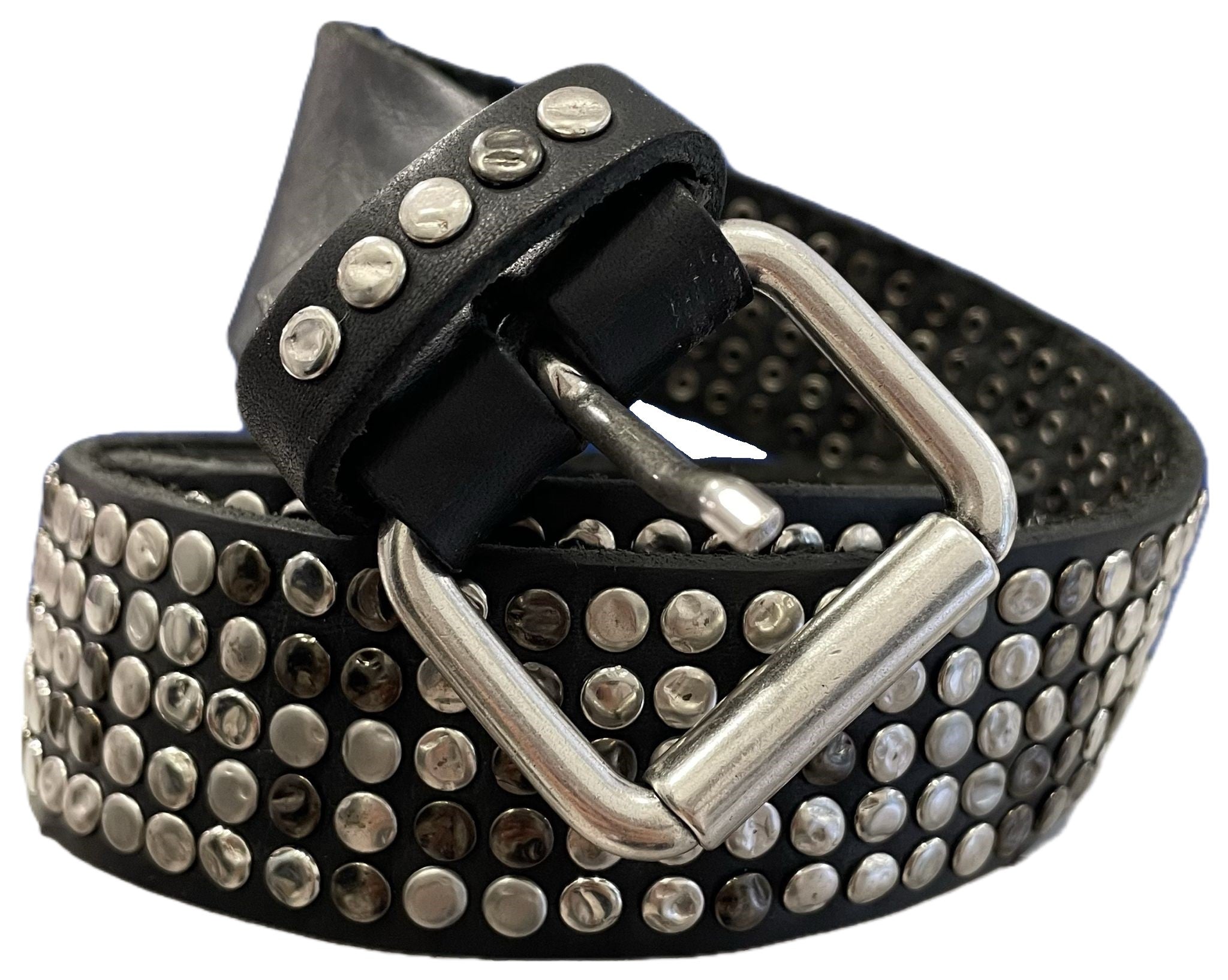 Black studded leather belt