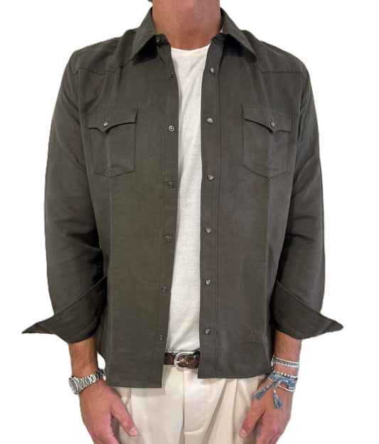 Giacca camicia in eco suede