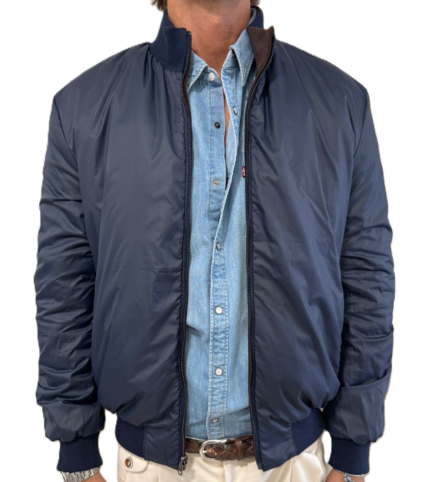 Bomber in pelle scamosciato reversibile