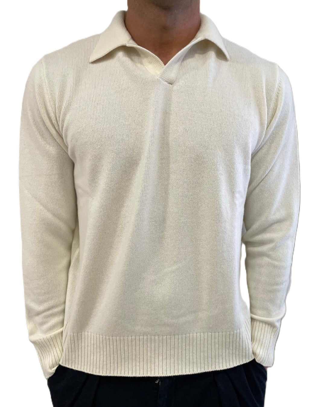 Polo derby collo camicia lana e cashmere