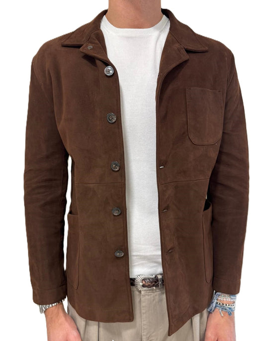 Giacca in pelle scamosciata blusotto moro