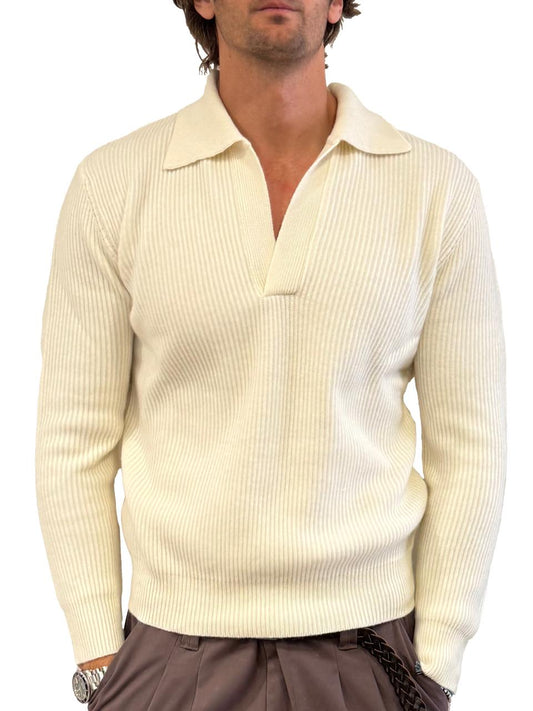 Polo collo camicia lana e cashmere