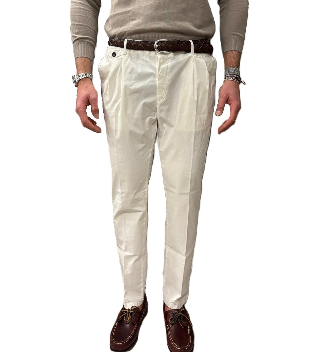 Fourten cotton double-pleat trousers