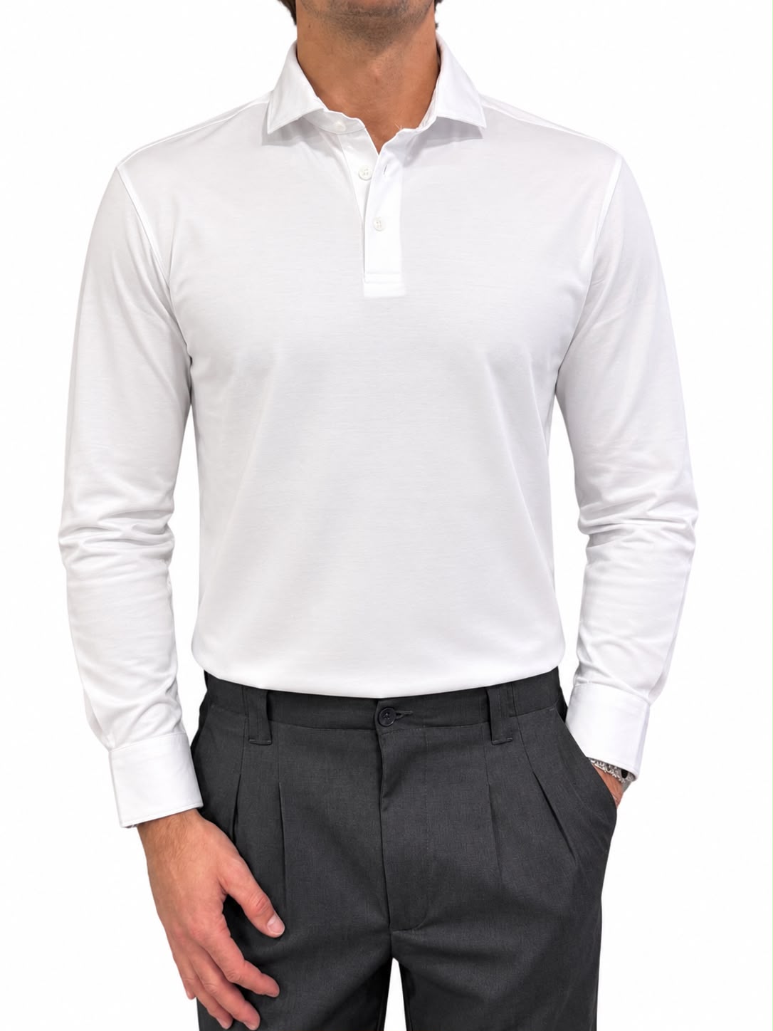 Polo camicia tre bottoni in jersey