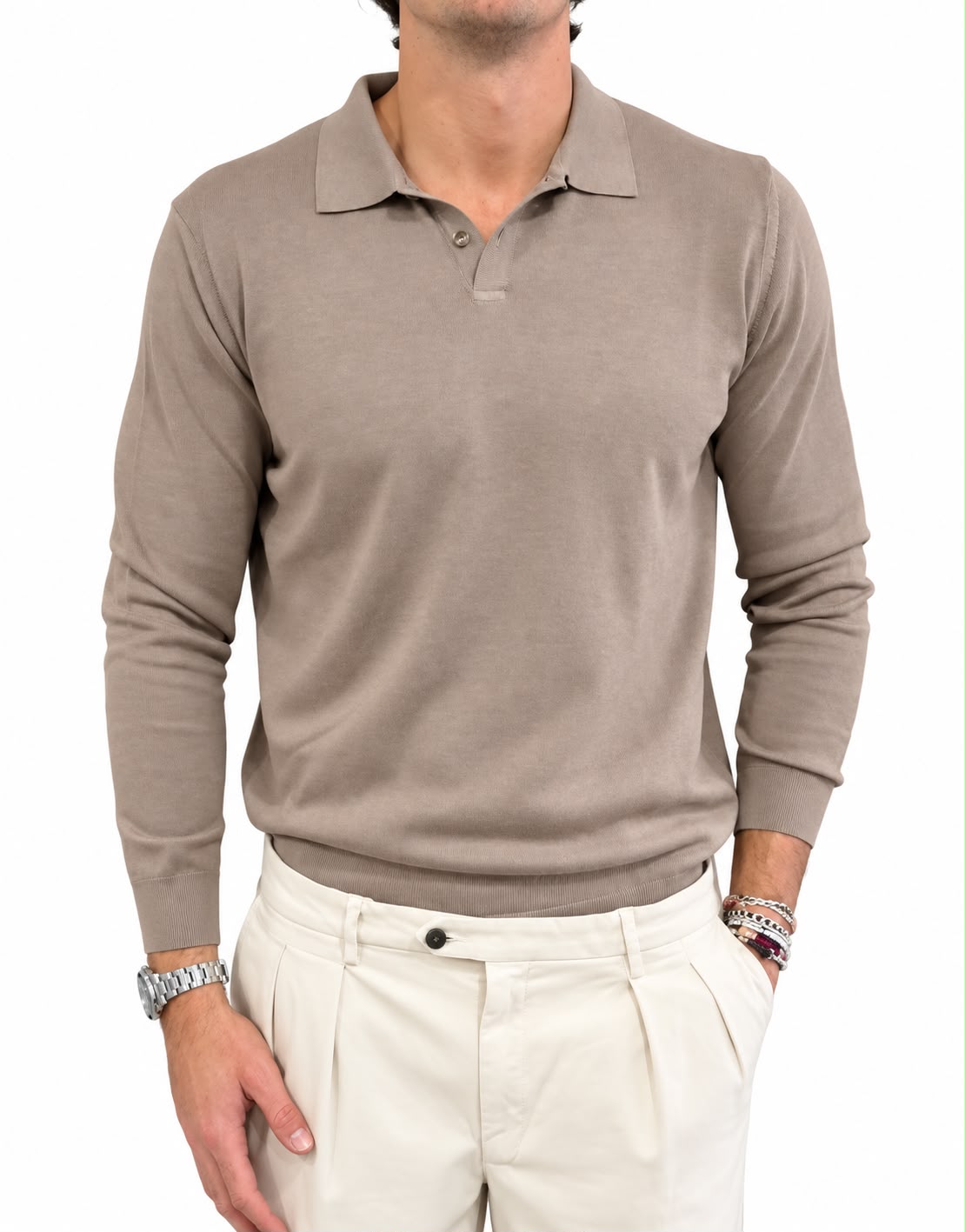 Polo in maglia in Cotone e Cashmere