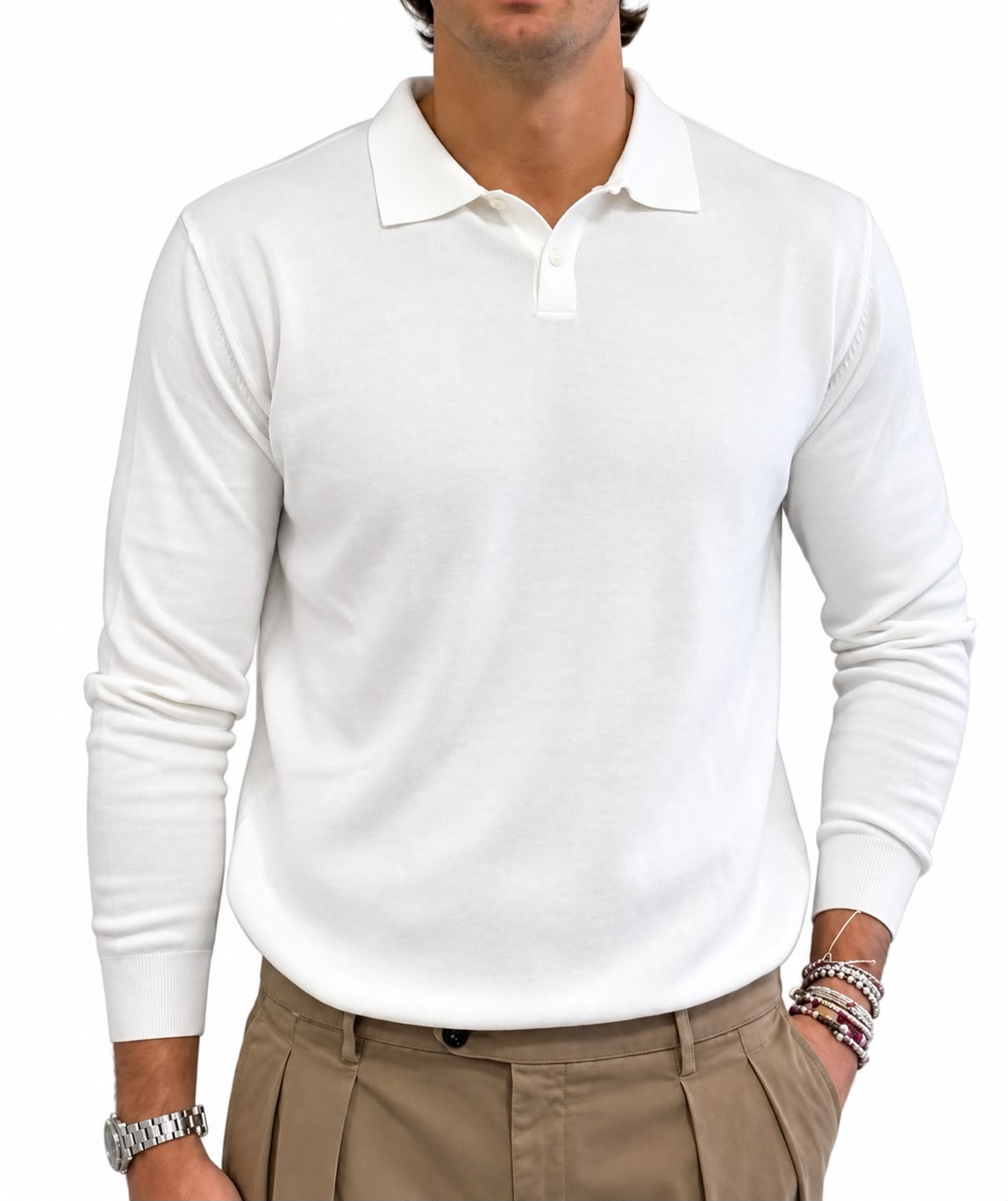 Polo in maglia in Cotone e Cashmere