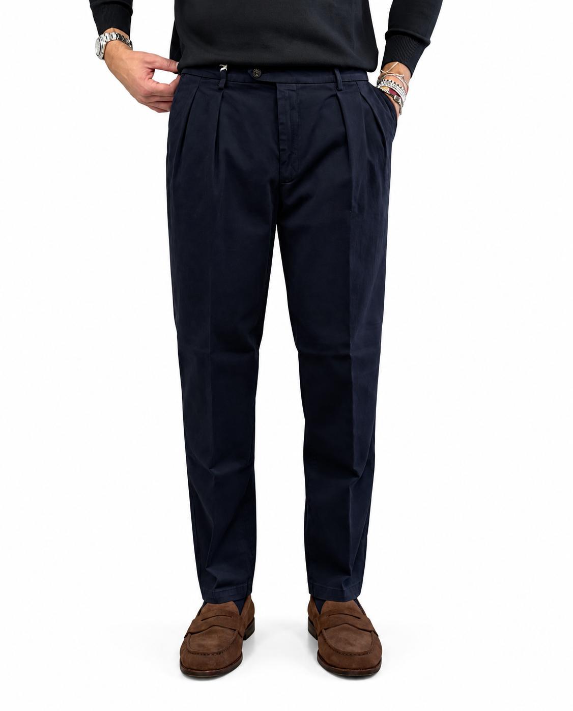 Pantalone regular doppia pence in cotone