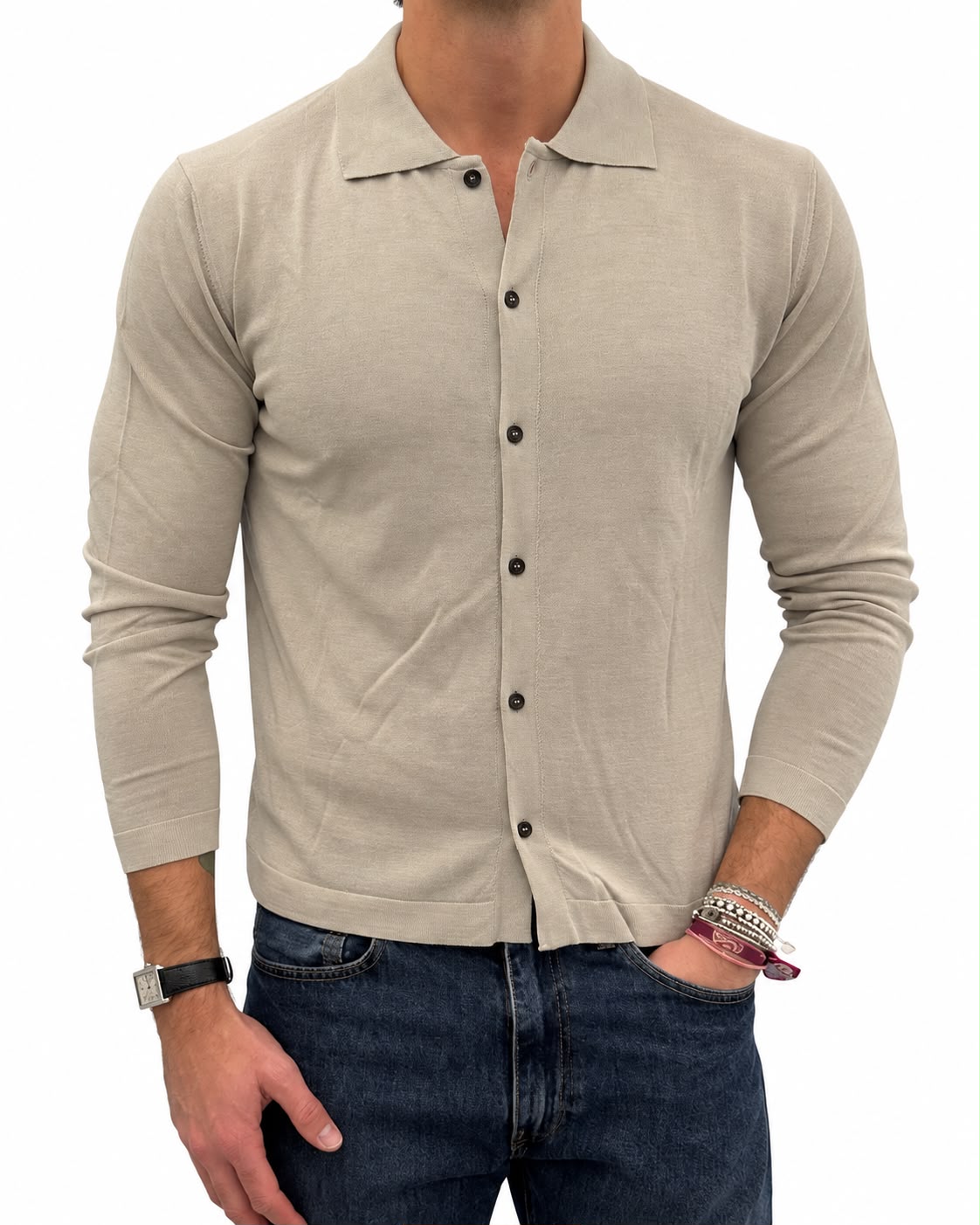 Polo camicia misto Lana e Cashmere