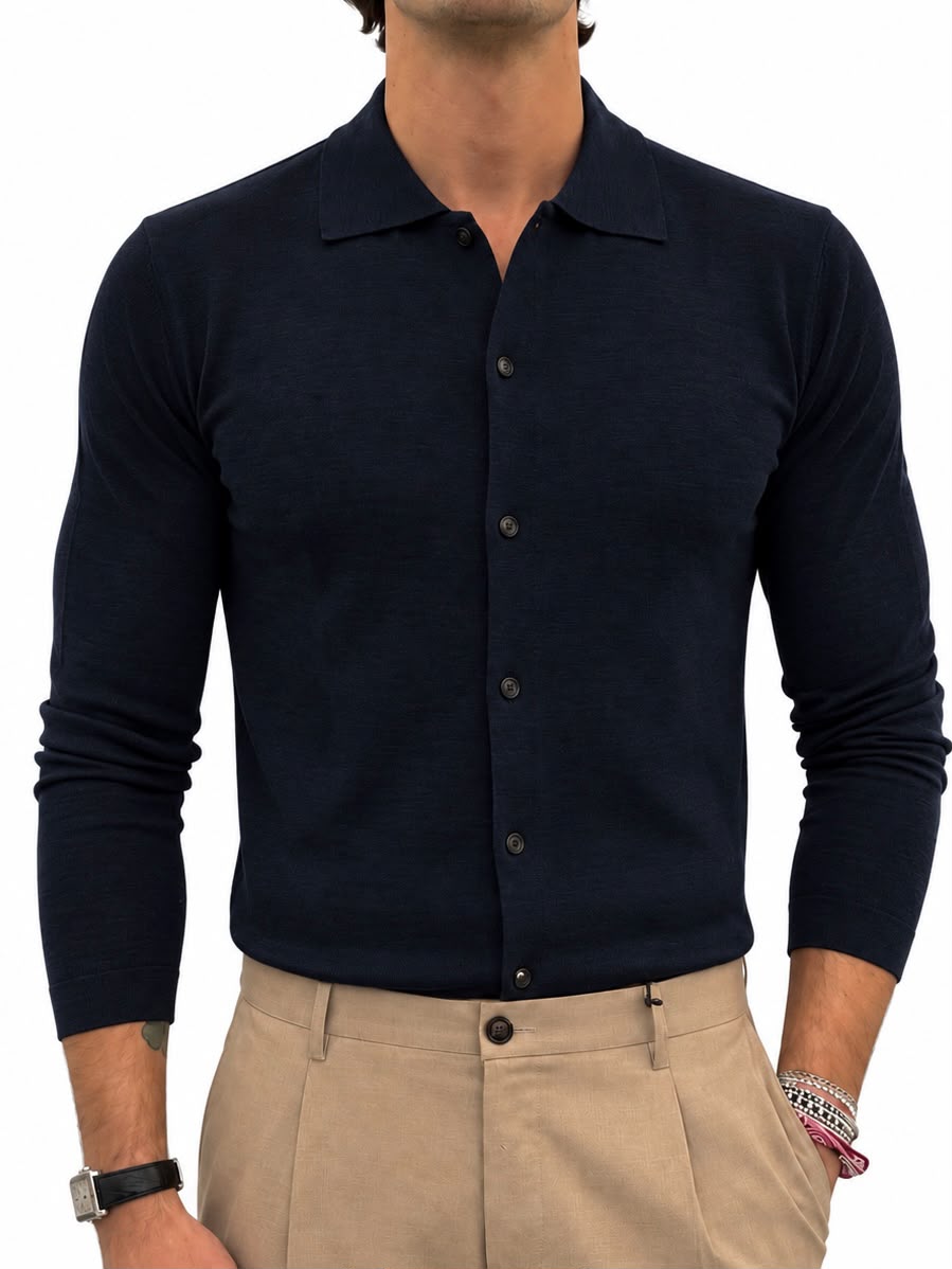 Polo camicia misto Lana e Cashmere