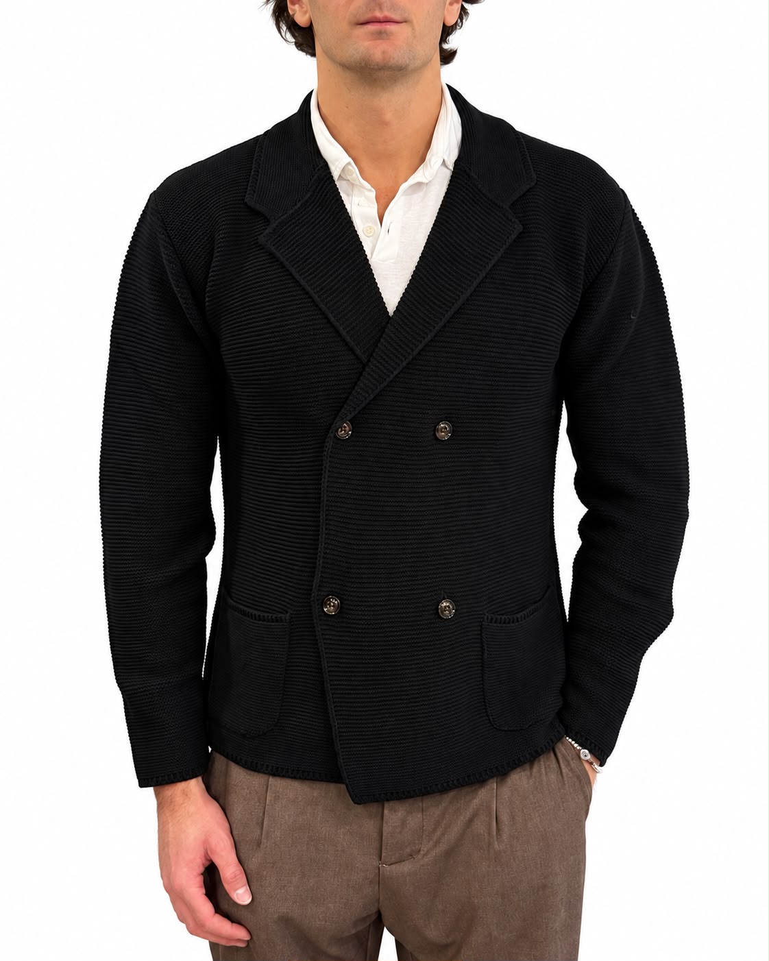Blezer in maglia doppio petto outfit