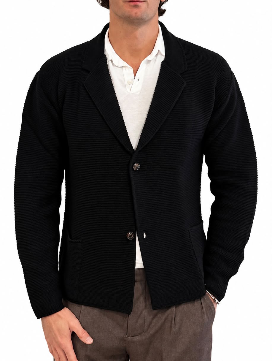 Giacca Monopetto in Maglia Misto Lana