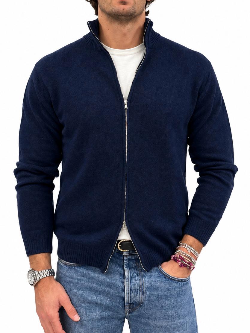 Maglia Full Zip in Misto Lana